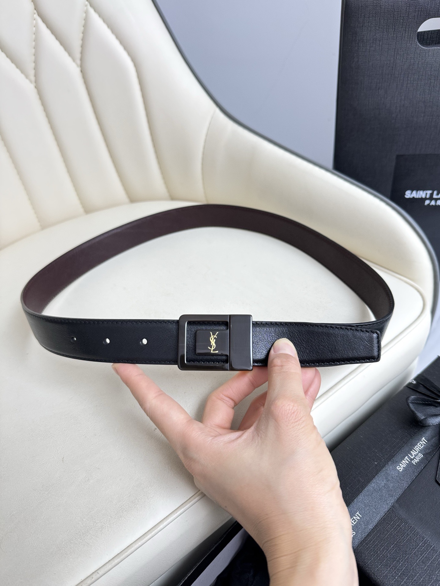 Saint Laurent 생로랑 남녀공용 가죽 벨트 8