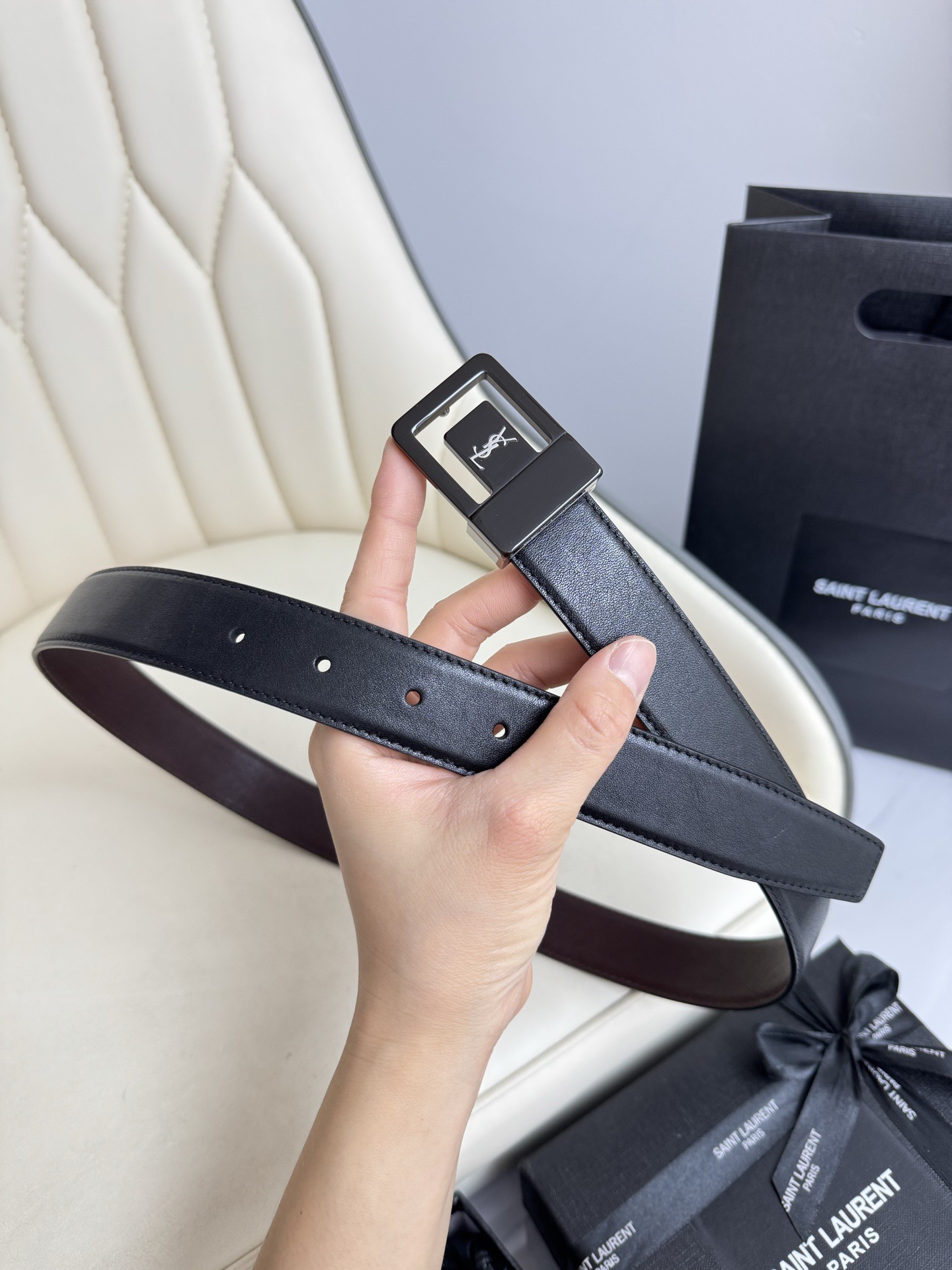 Saint Laurent 생로랑 남녀공용 가죽 벨트 2