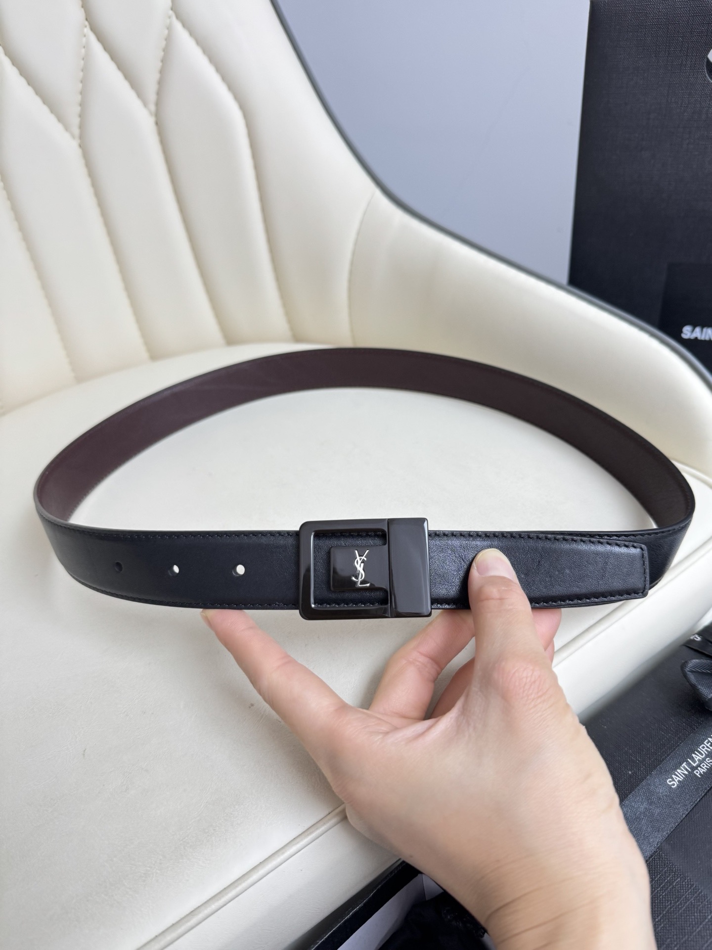 Saint Laurent 생로랑 남녀공용 가죽 벨트 8