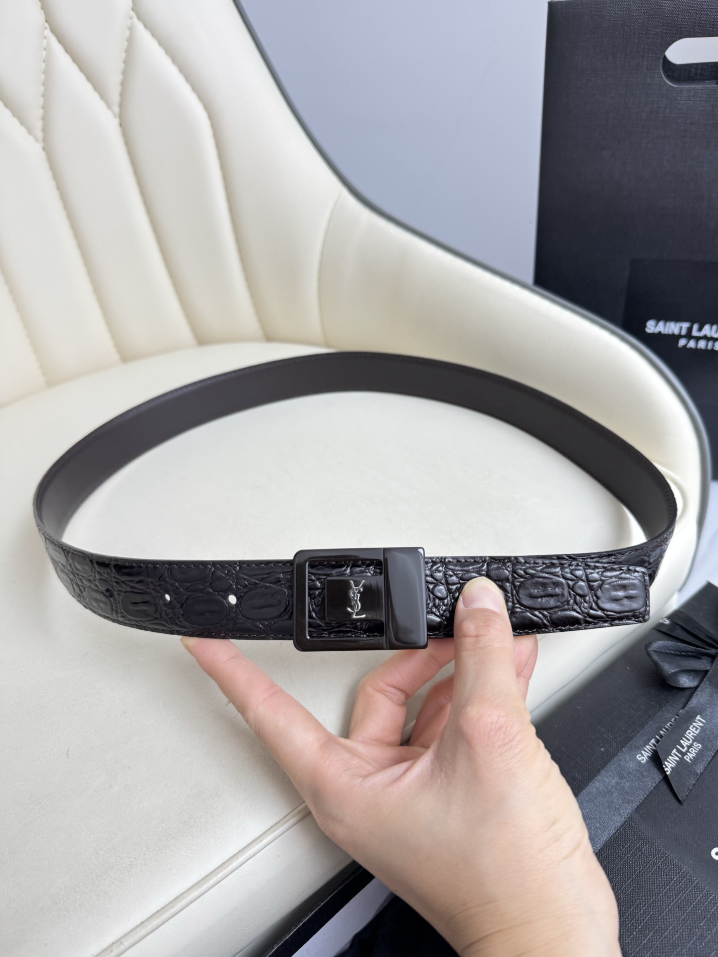 Saint Laurent 생로랑 남녀공용 가죽 벨트 8