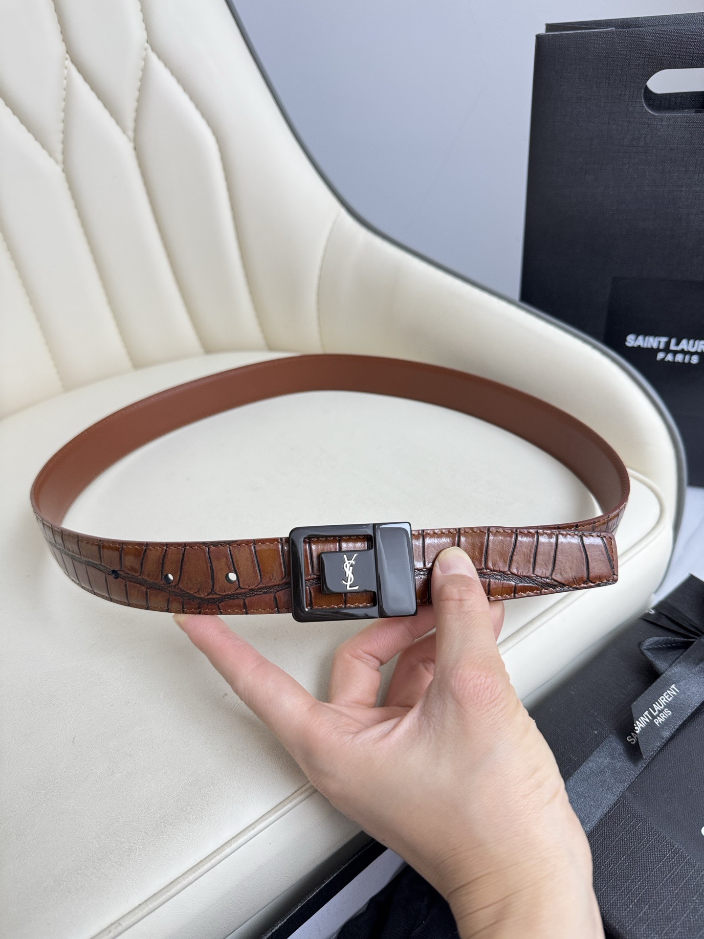 Saint Laurent 생로랑 남녀공용 가죽 벨트 8