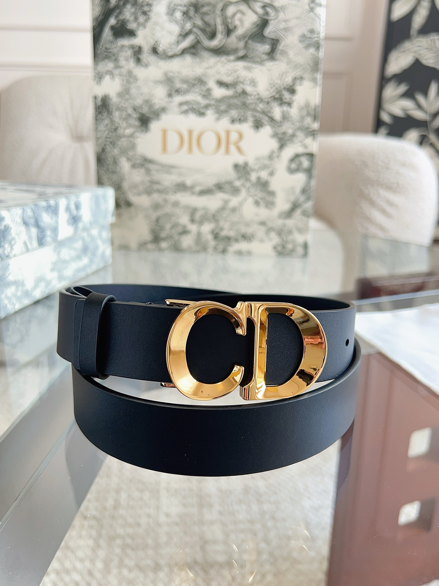 Dior 디올 Cest Dior 블랙 소가죽 벨트 6