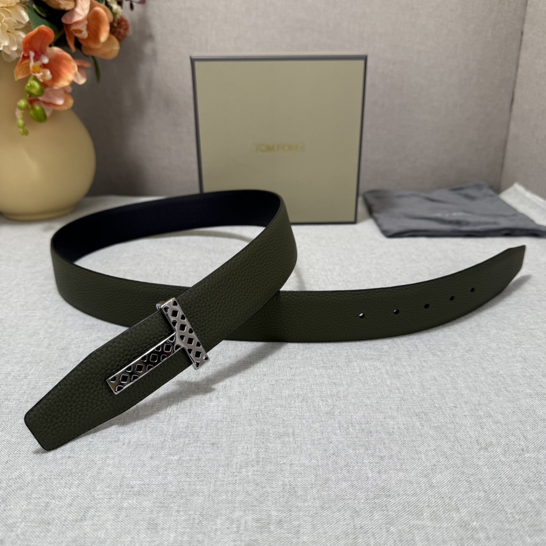 Tom Ford 톰포드 톰 포드 더블페이스 소가죽 T 버클 벨트 3