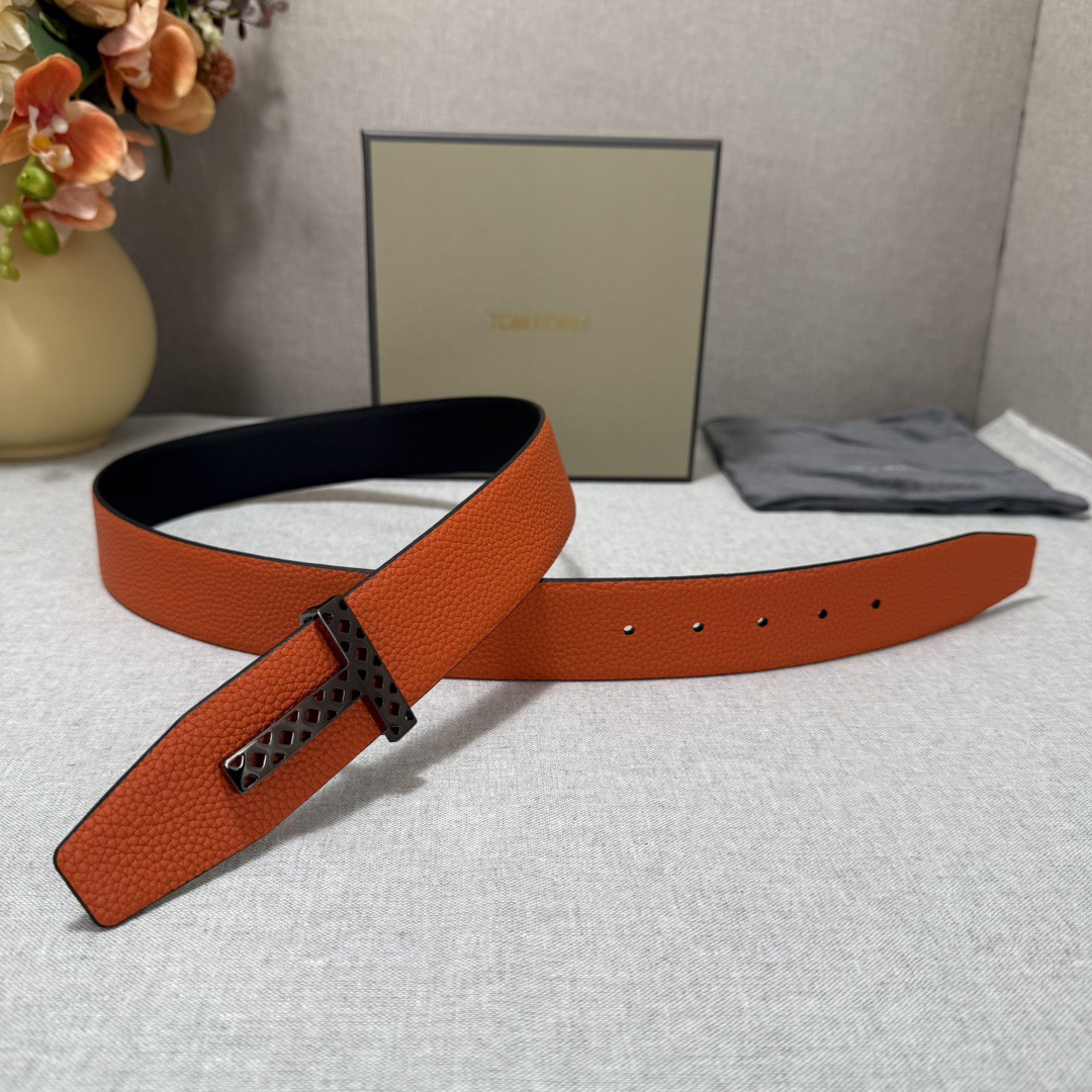 Tom Ford 톰포드 톰 포드 더블페이스 소가죽 T 버클 벨트 3