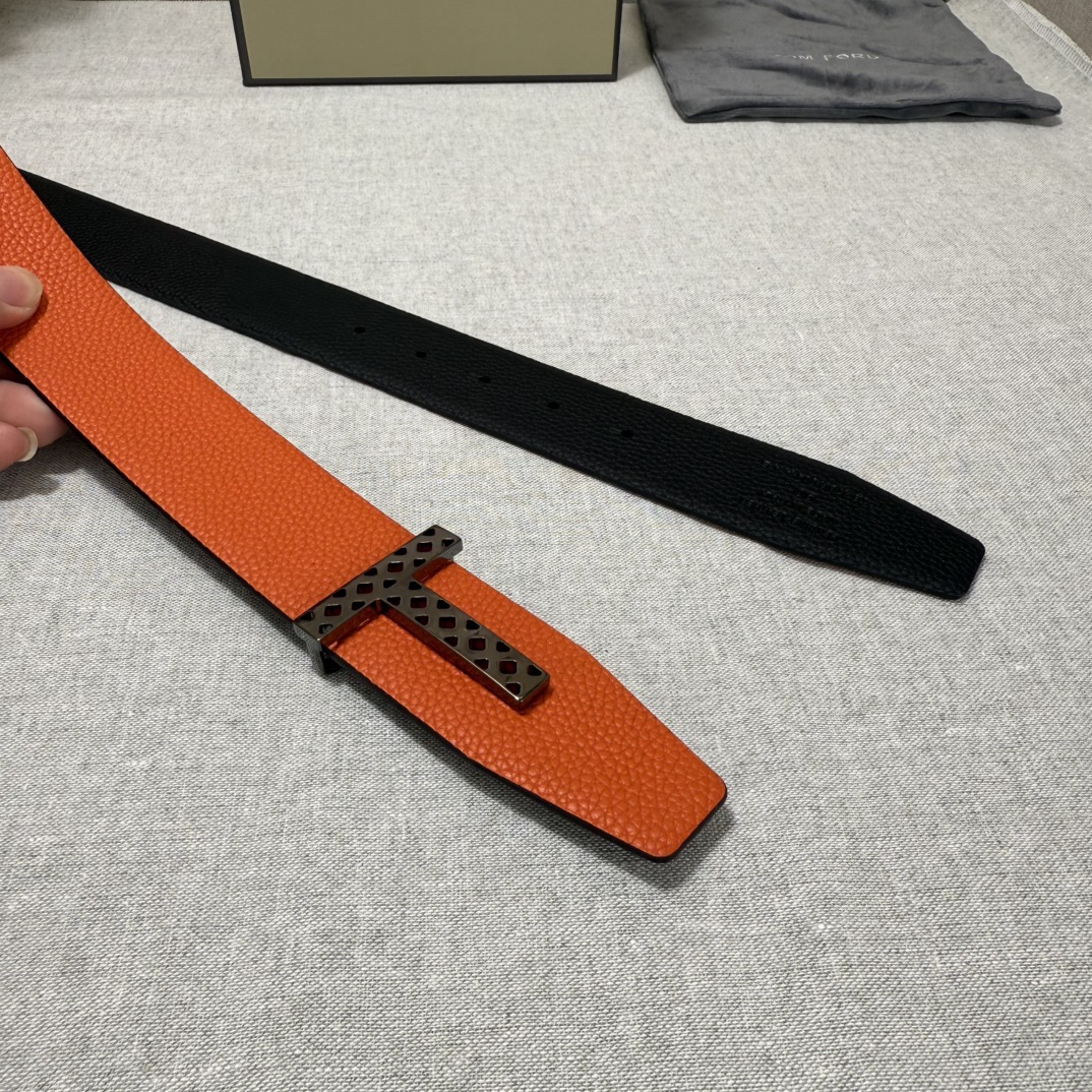 Tom Ford 톰포드 톰 포드 더블페이스 소가죽 T 버클 벨트 6