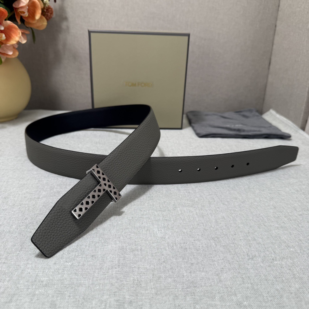 Tom Ford 톰포드 톰 포드 더블페이스 소가죽 T 버클 벨트 3