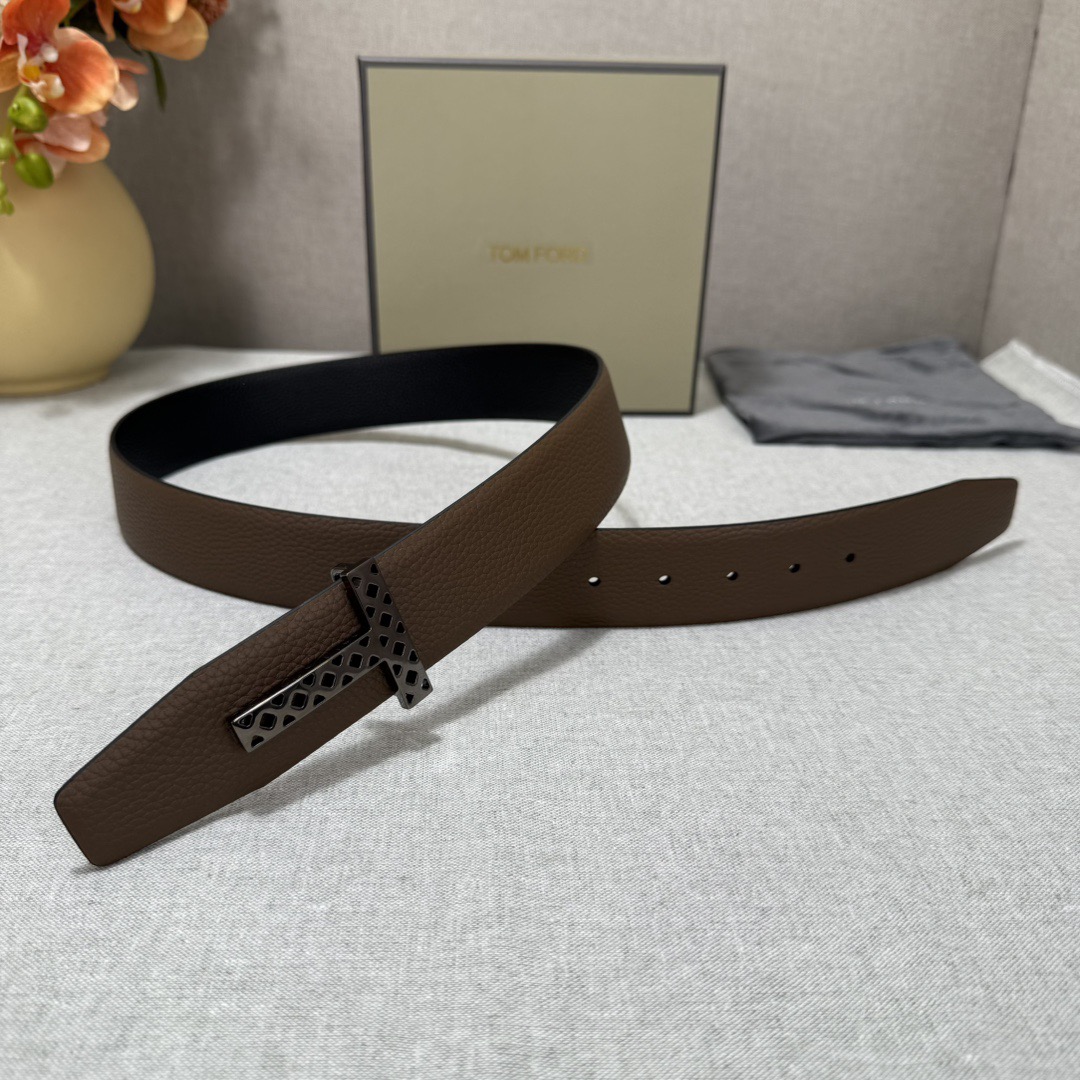 Tom Ford 톰포드 톰 포드 더블페이스 소가죽 T 버클 벨트 3