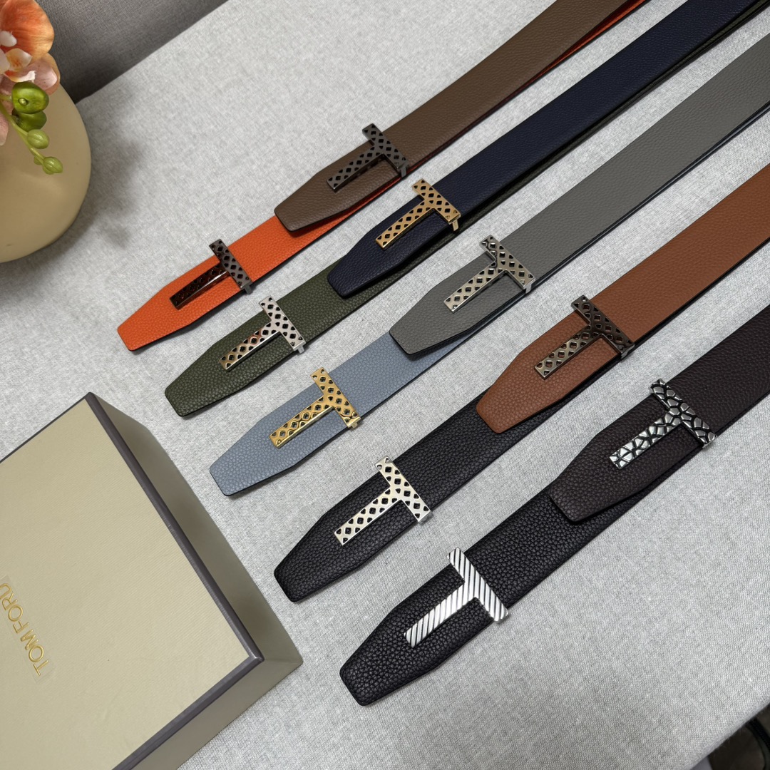 Tom Ford 톰포드 톰 포드 더블페이스 소가죽 T 버클 벨트 8