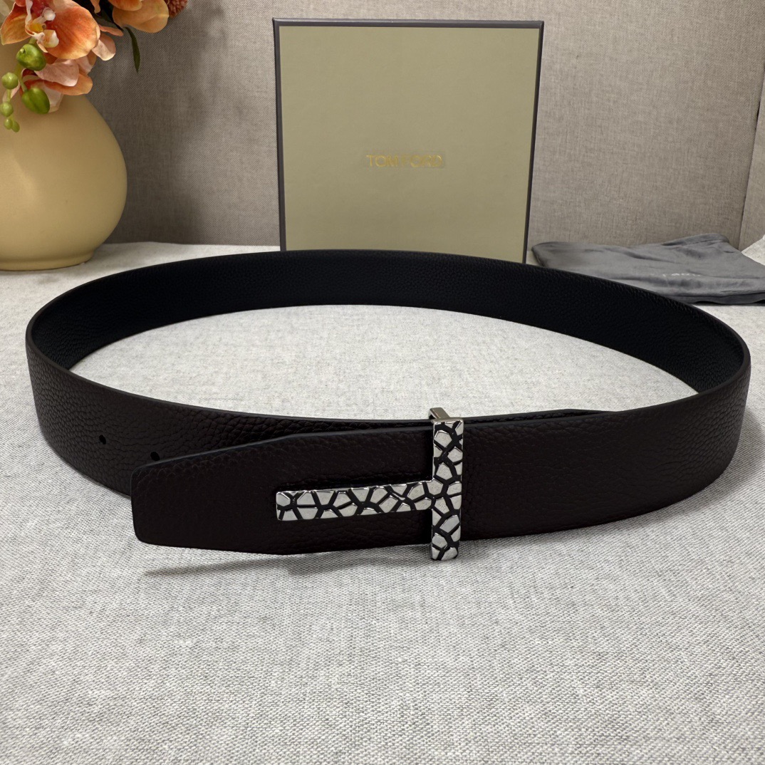 Tom Ford 톰포드 톰 포드 더블페이스 소가죽 T 버클 벨트 2