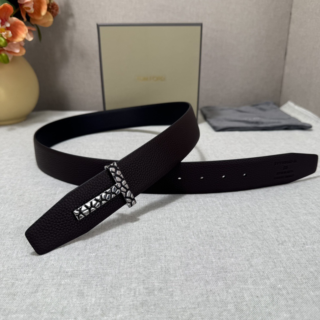 Tom Ford 톰포드 톰 포드 더블페이스 소가죽 T 버클 벨트 3