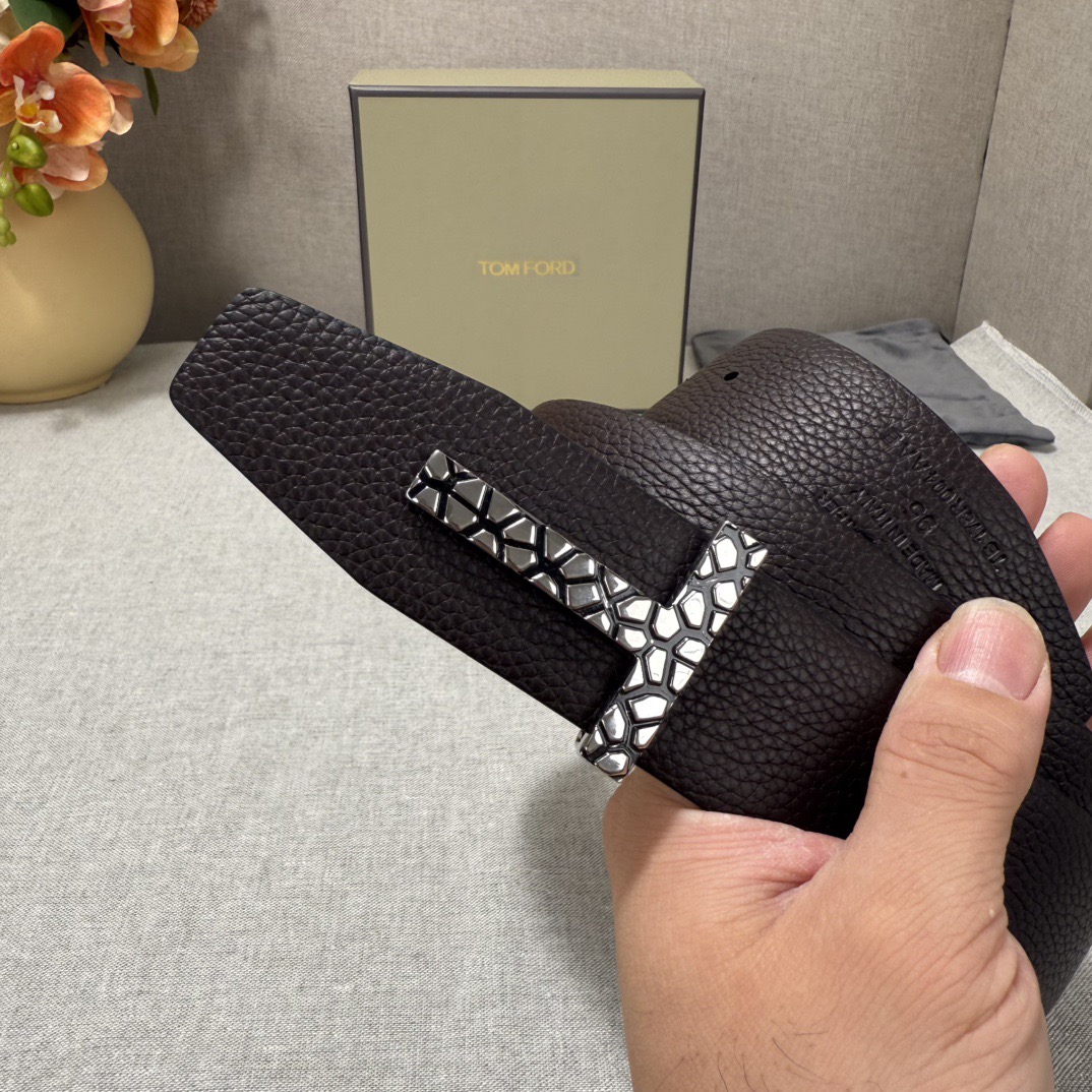 Tom Ford 톰포드 톰 포드 더블페이스 소가죽 T 버클 벨트 7