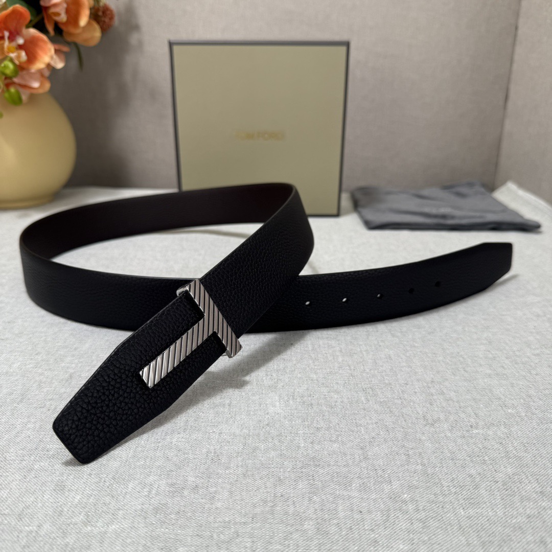 Tom Ford 톰포드 톰 포드 더블페이스 소가죽 T 버클 벨트 3