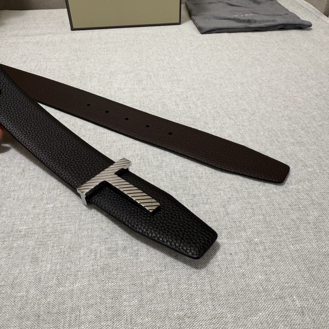 Tom Ford 톰포드 톰 포드 더블페이스 소가죽 T 버클 벨트 4