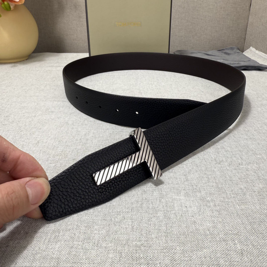 Tom Ford 톰포드 톰 포드 더블페이스 소가죽 T 버클 벨트 7