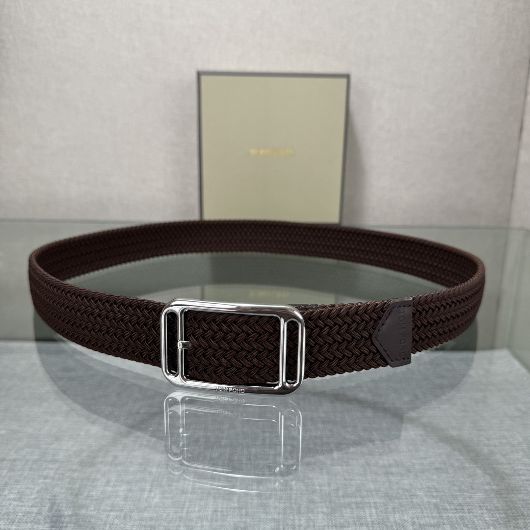 Tom Ford 톰포드 톰 포드 헤링본 짜임 가죽 버클 벨트 5