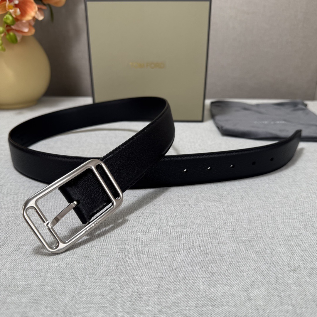 Tom Ford 톰포드 톰 포드 더블 프레임 버클 소가죽 벨트 11