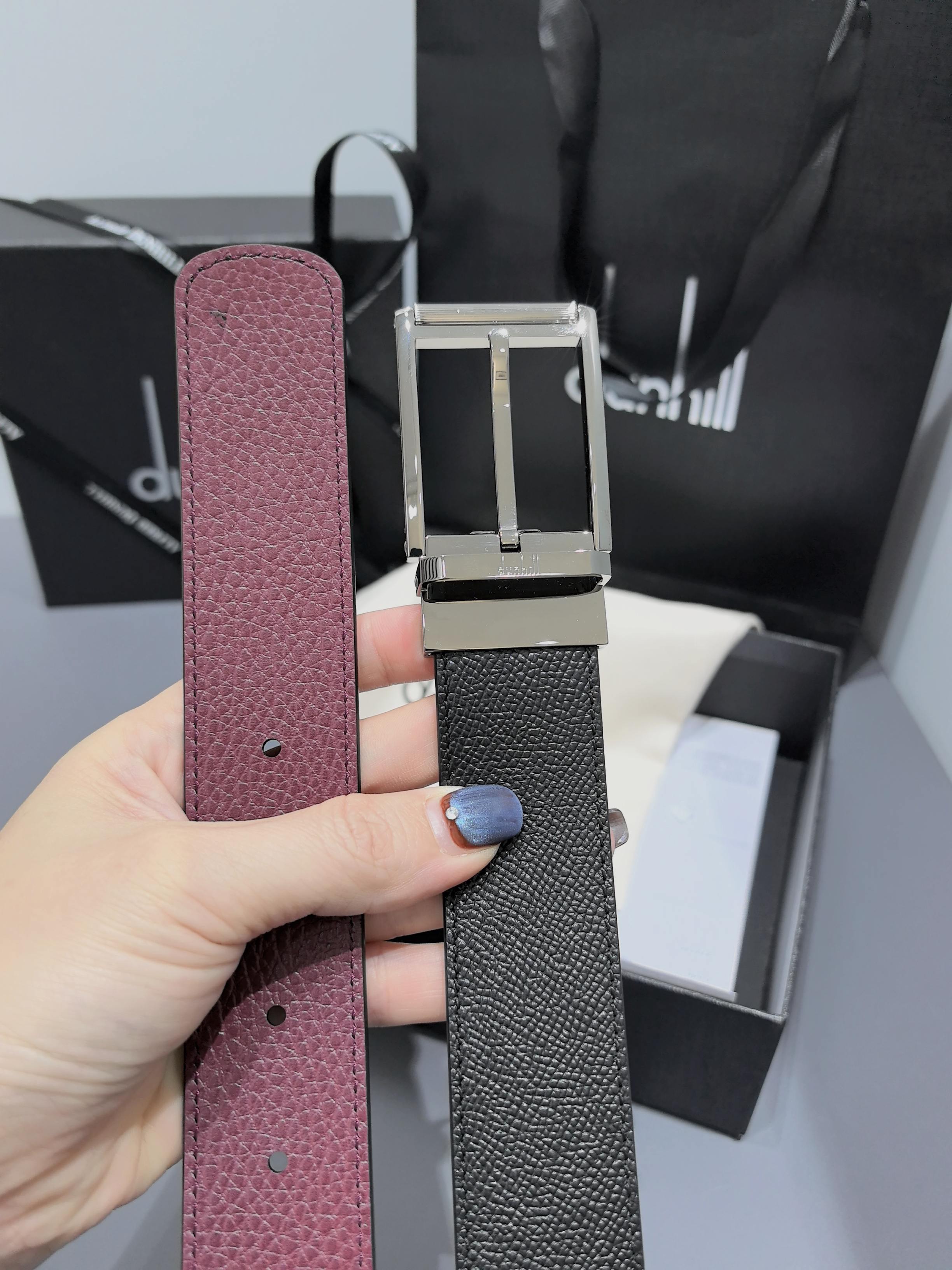 Dunhill 던힐 35mm 블랙 양면 가죽 벨트 9