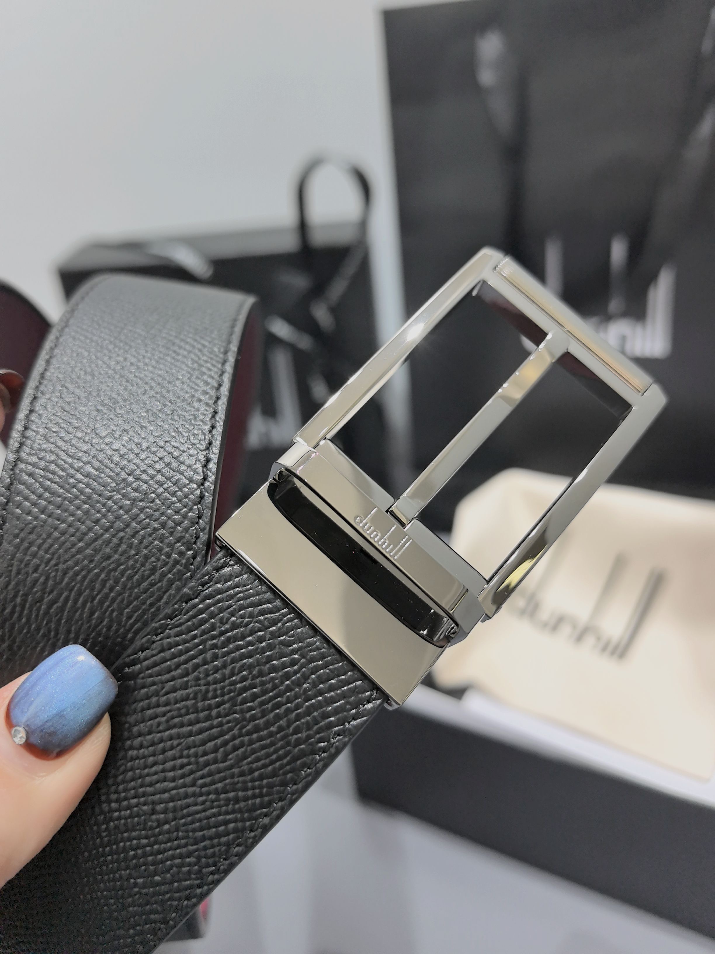 Dunhill 던힐 35mm 블랙 양면 가죽 벨트 16