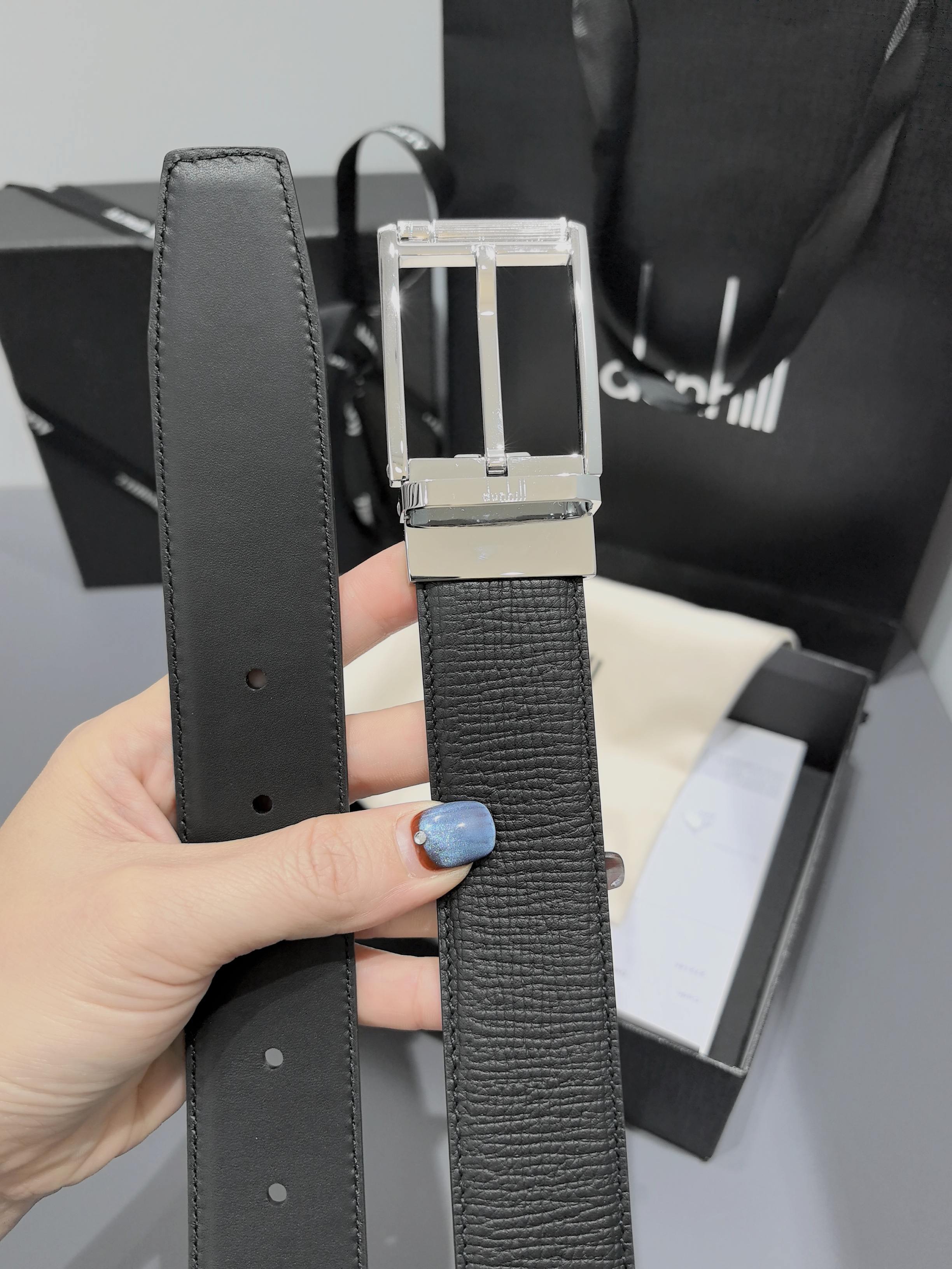 Dunhill 던힐 35mm 블랙 양면 가죽 벨트 1