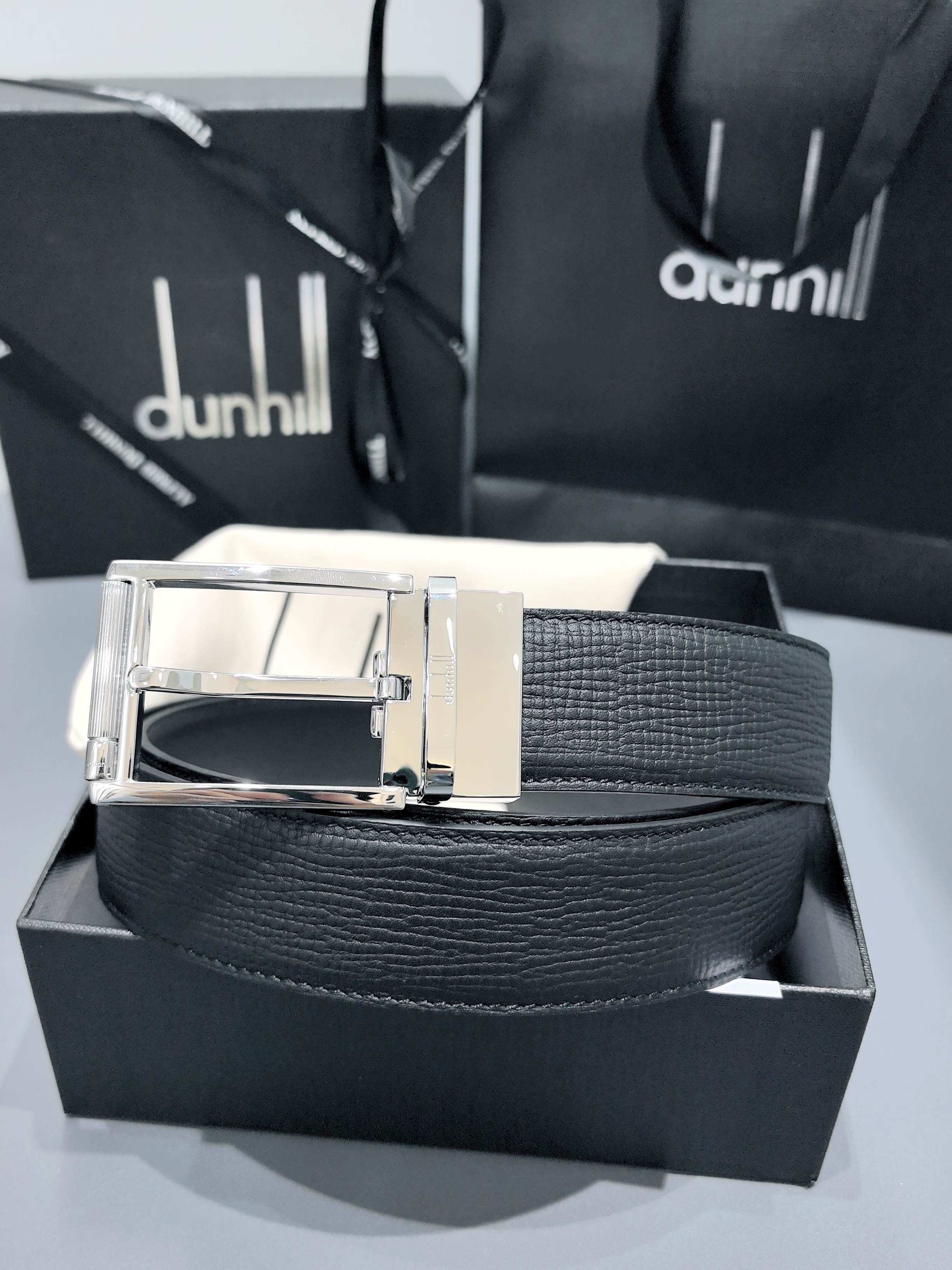 Dunhill 던힐 35mm 블랙 양면 가죽 벨트 6