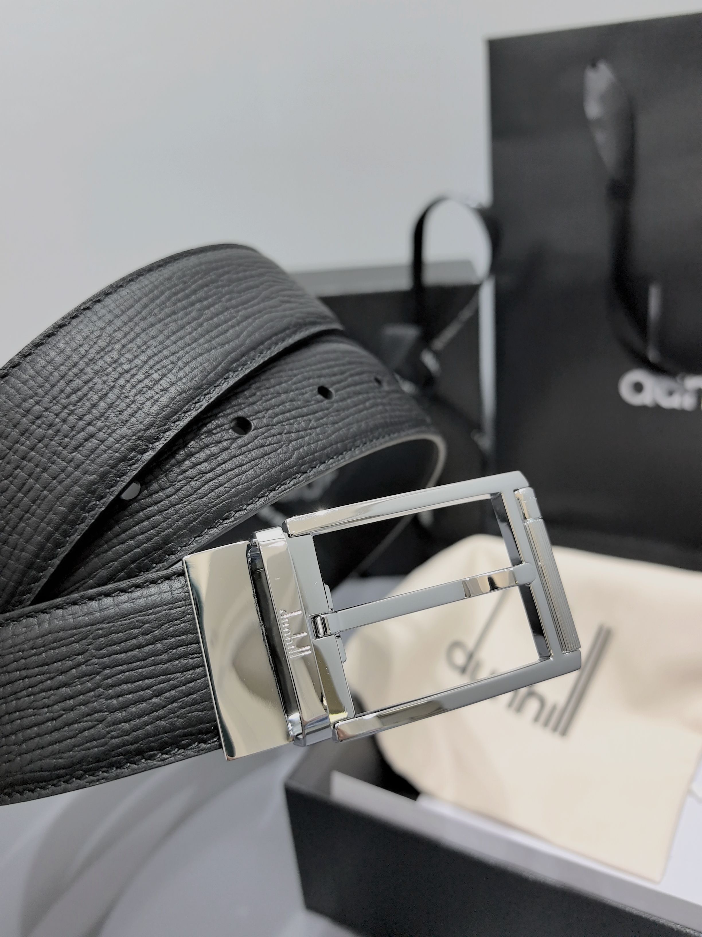 Dunhill 던힐 35mm 블랙 양면 가죽 벨트 8