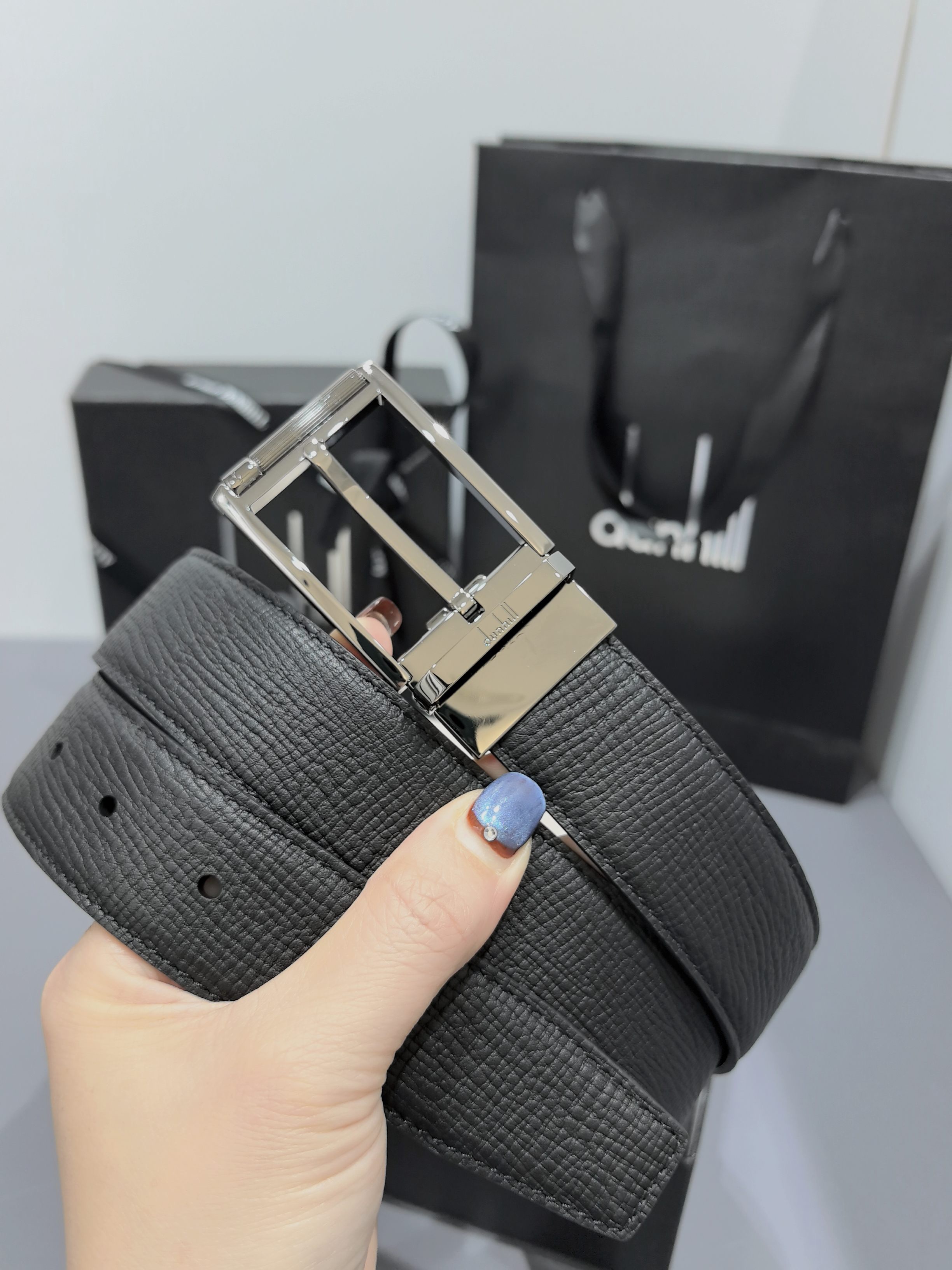 Dunhill 던힐 35mm 블랙 양면 가죽 벨트 13