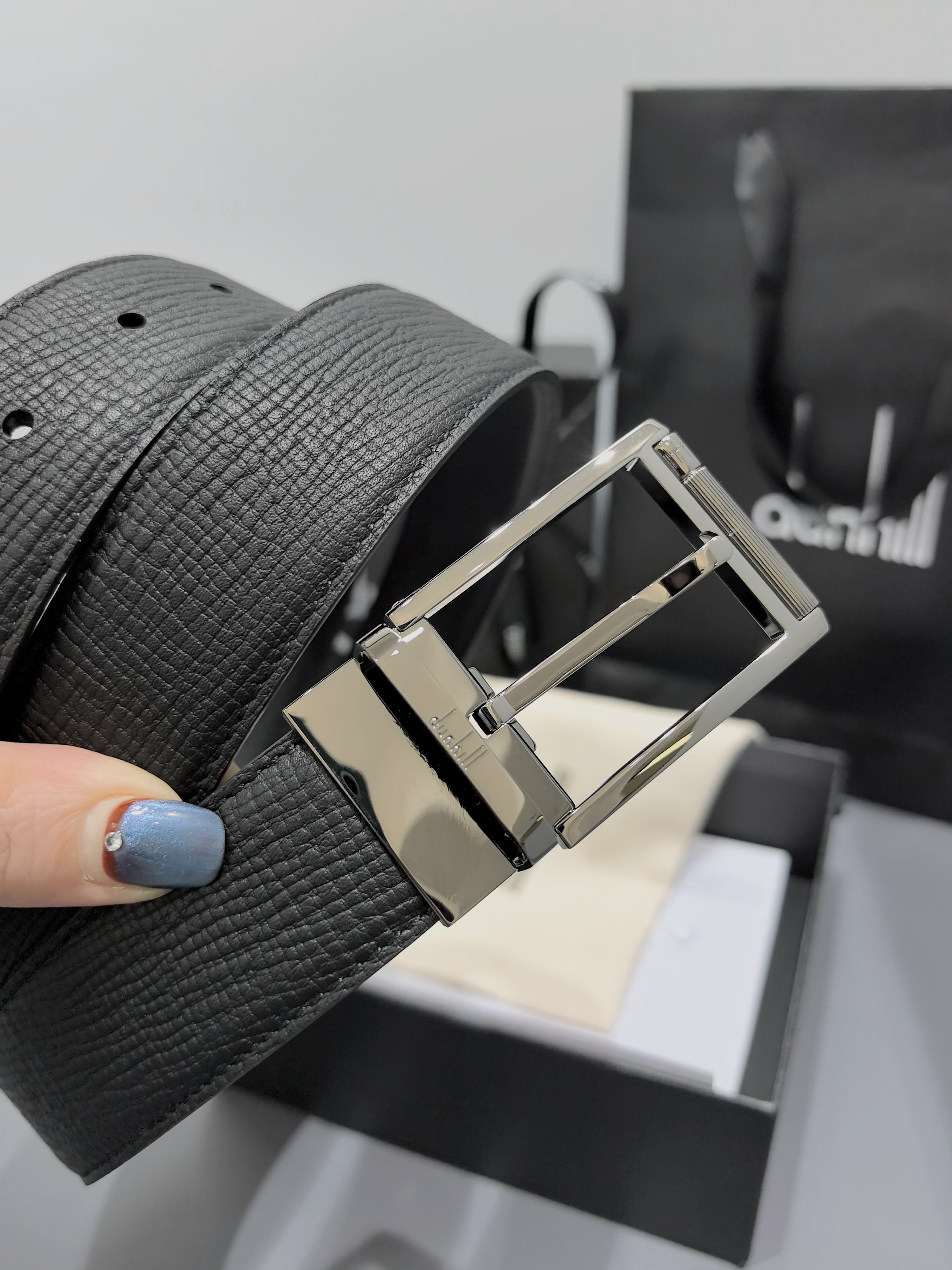 Dunhill 던힐 35mm 블랙 양면 가죽 벨트 15