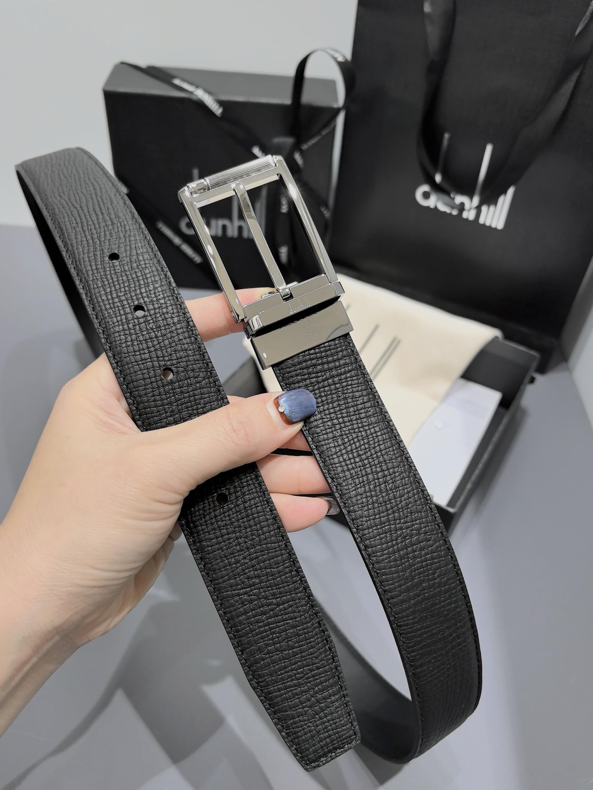 Dunhill 던힐 35mm 블랙 양면 가죽 벨트 16