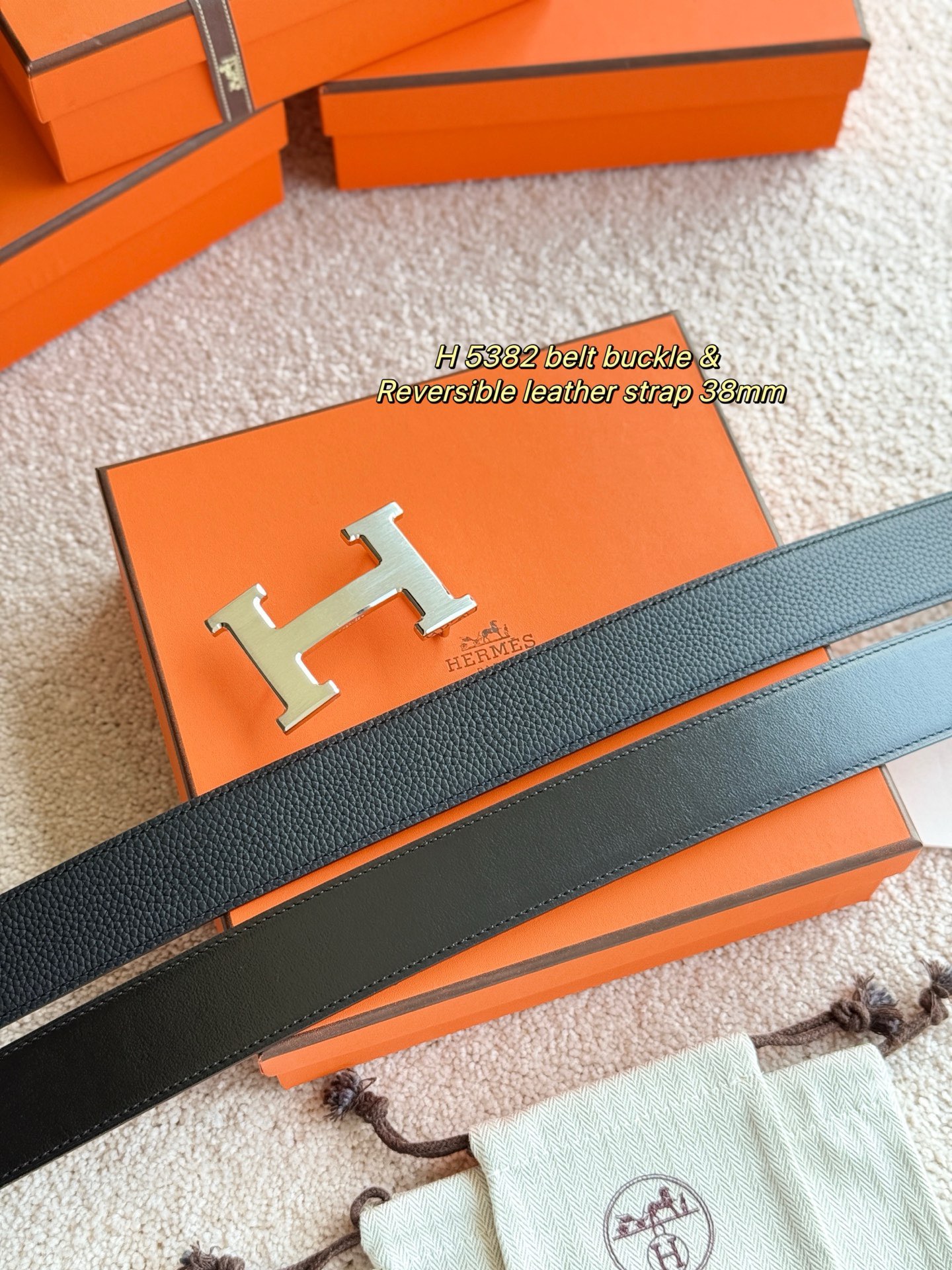 Hermes 에르메스 H5382 토고 리버서블 가죽 벨트 38mm 3