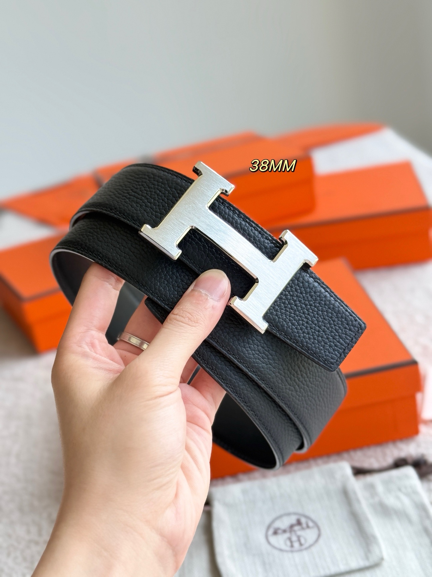 Hermes 에르메스 H5382 토고 리버서블 가죽 벨트 38mm 5