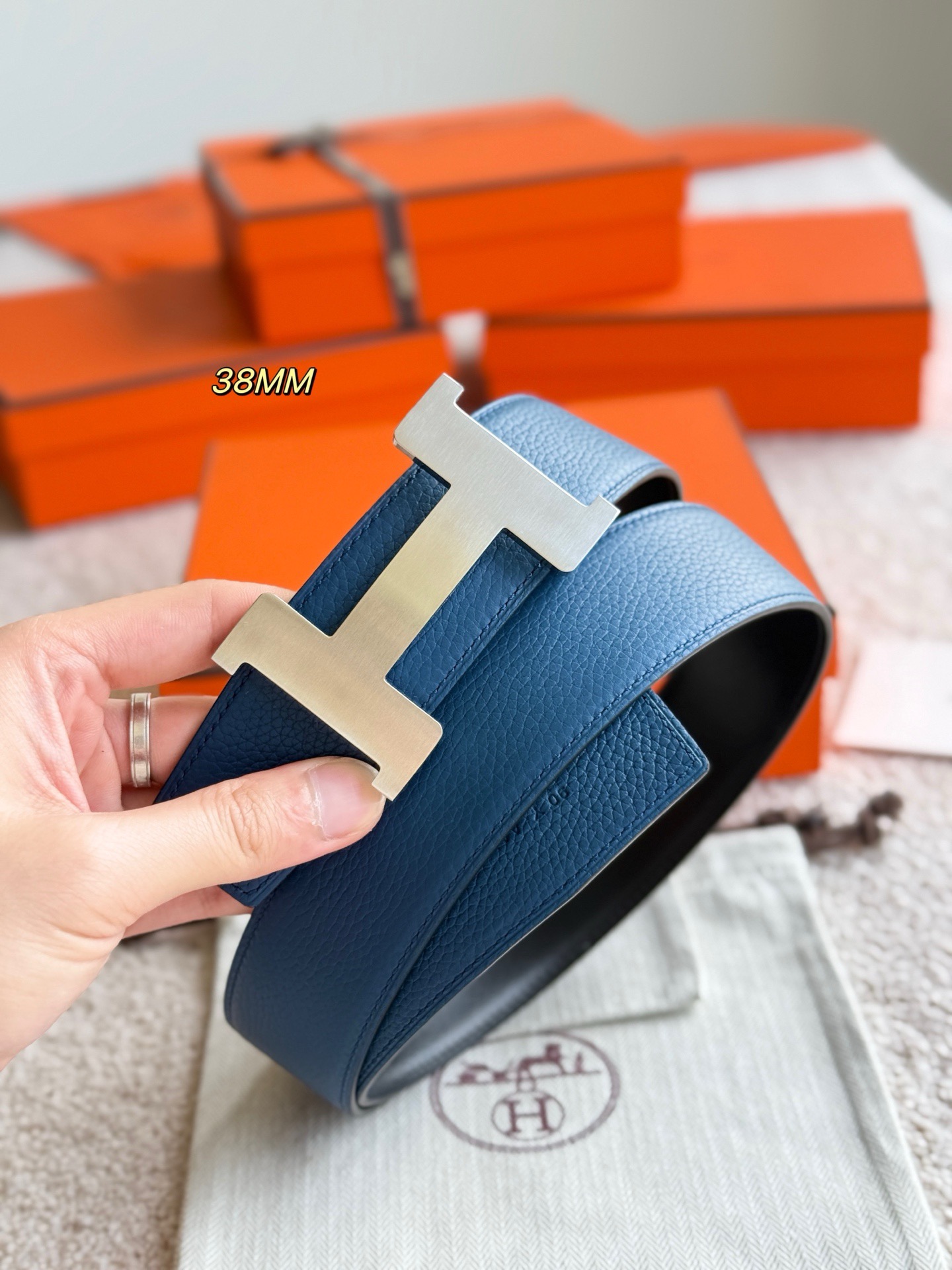 Hermes 에르메스 H5382 토고 리버서블 가죽 벨트 38mm 5