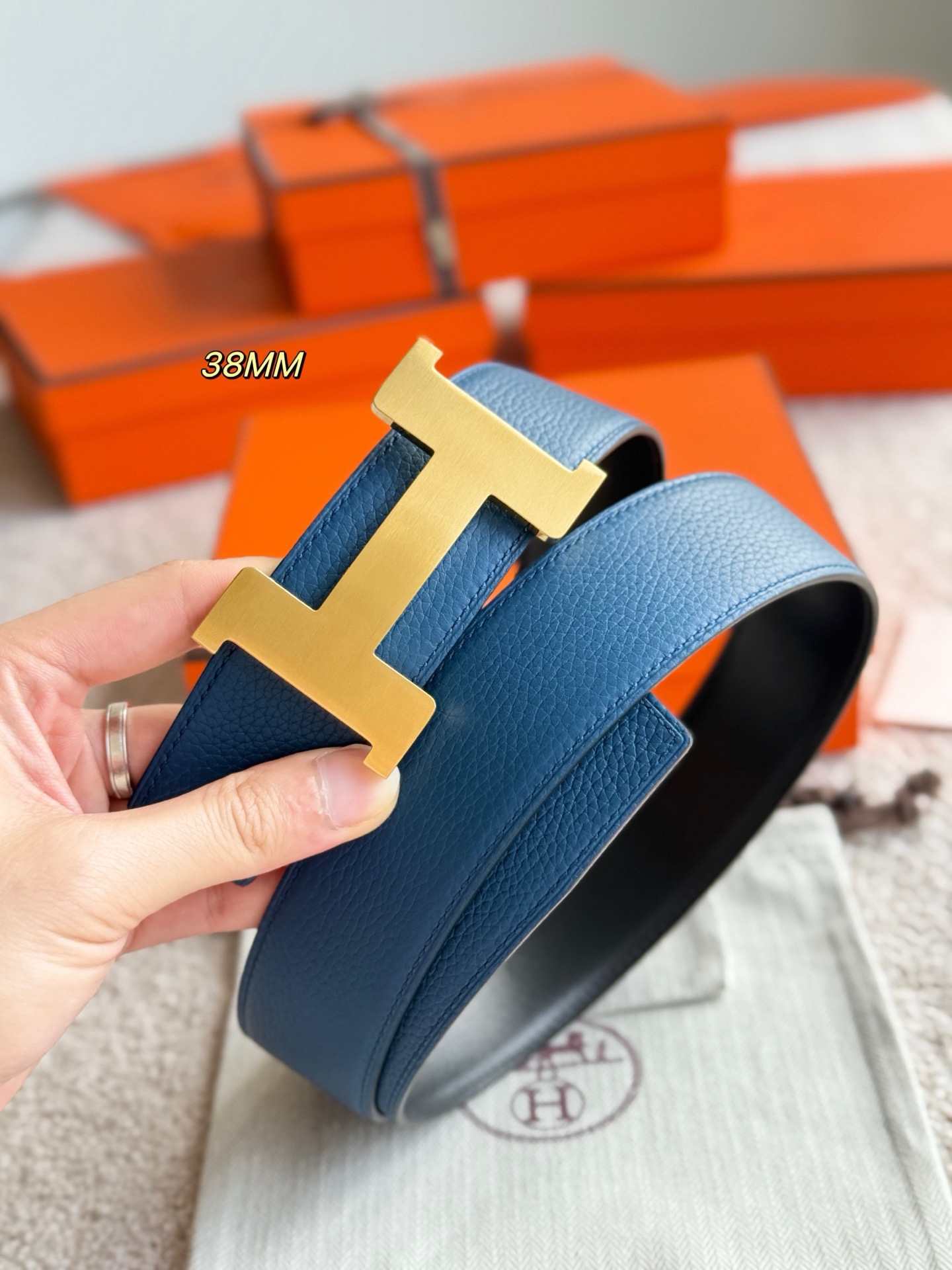 Hermes 에르메스 H5382 토고 리버서블 가죽 벨트 38mm 5