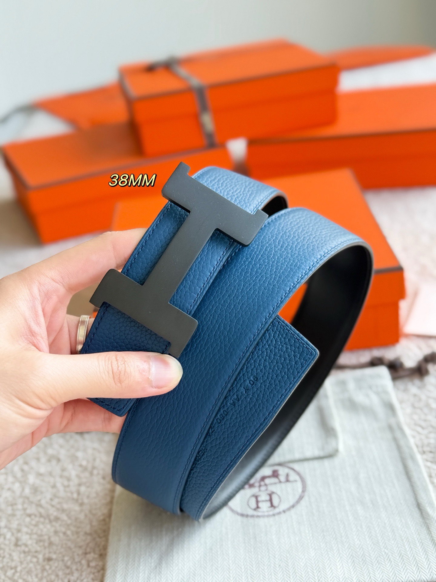 Hermes 에르메스 H5382 토고 리버서블 가죽 벨트 38mm 5
