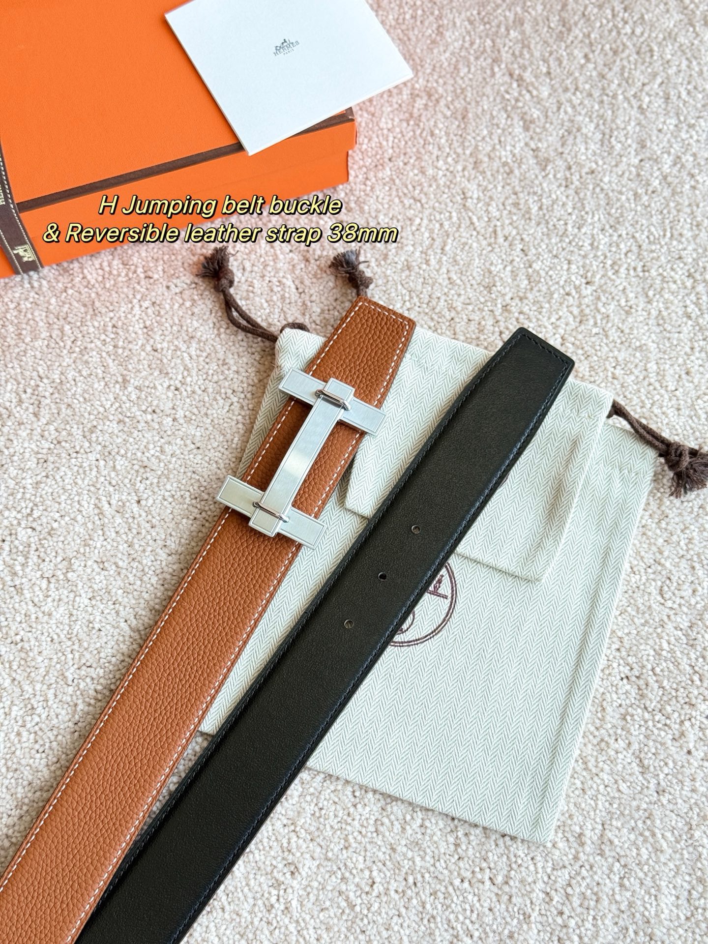 Hermes 에르메스 H 점핑 리버서블 토고 가죽 벨트 38mm 5