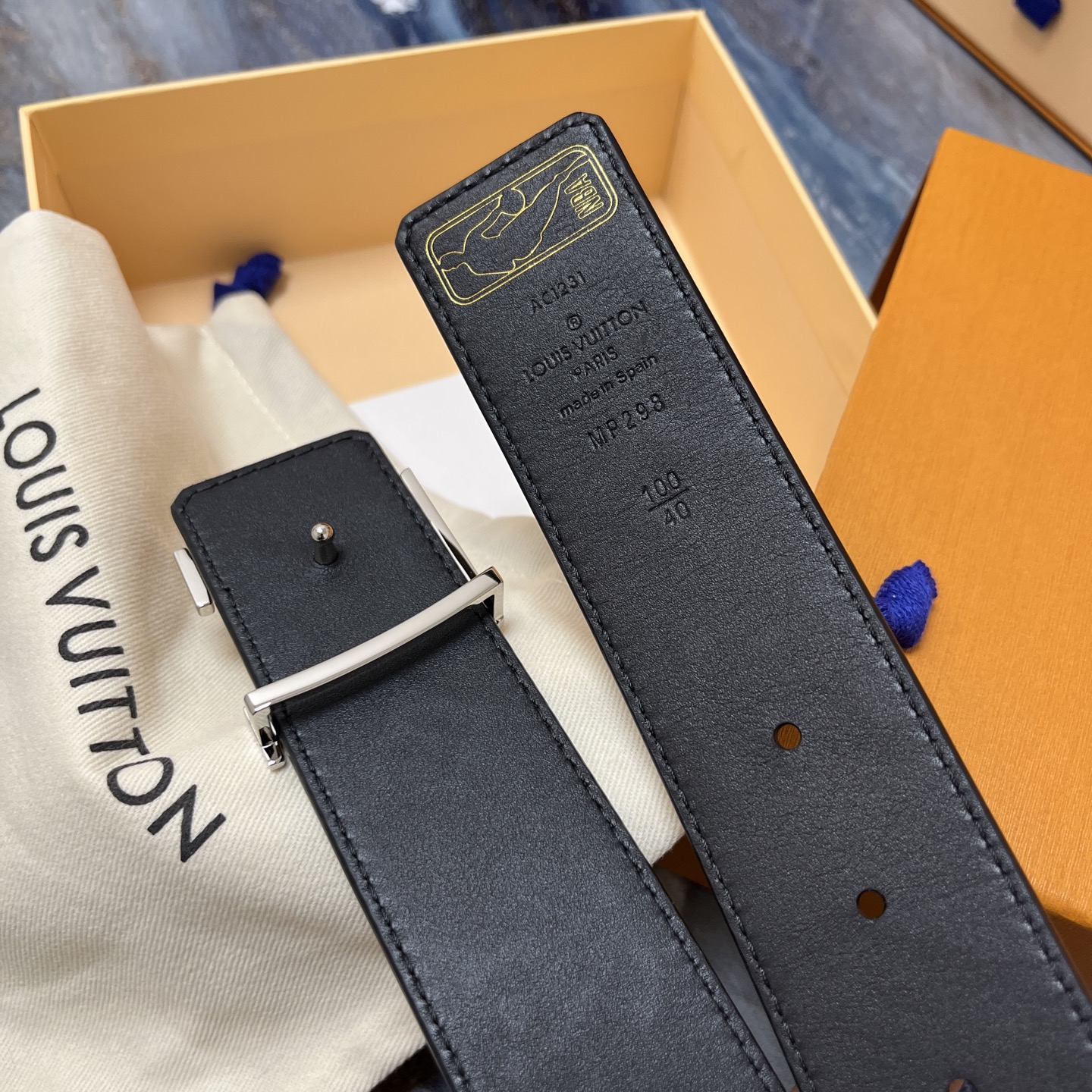 Louis Vuitton 루이비통 루이 비통 NBA 콜라보 블랙 소가죽 벨트 8