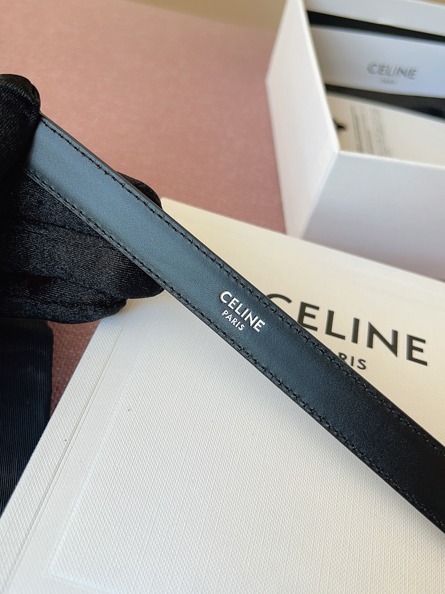 Celine 셀린느 블랙 메탈 버클 가죽 벨트 7