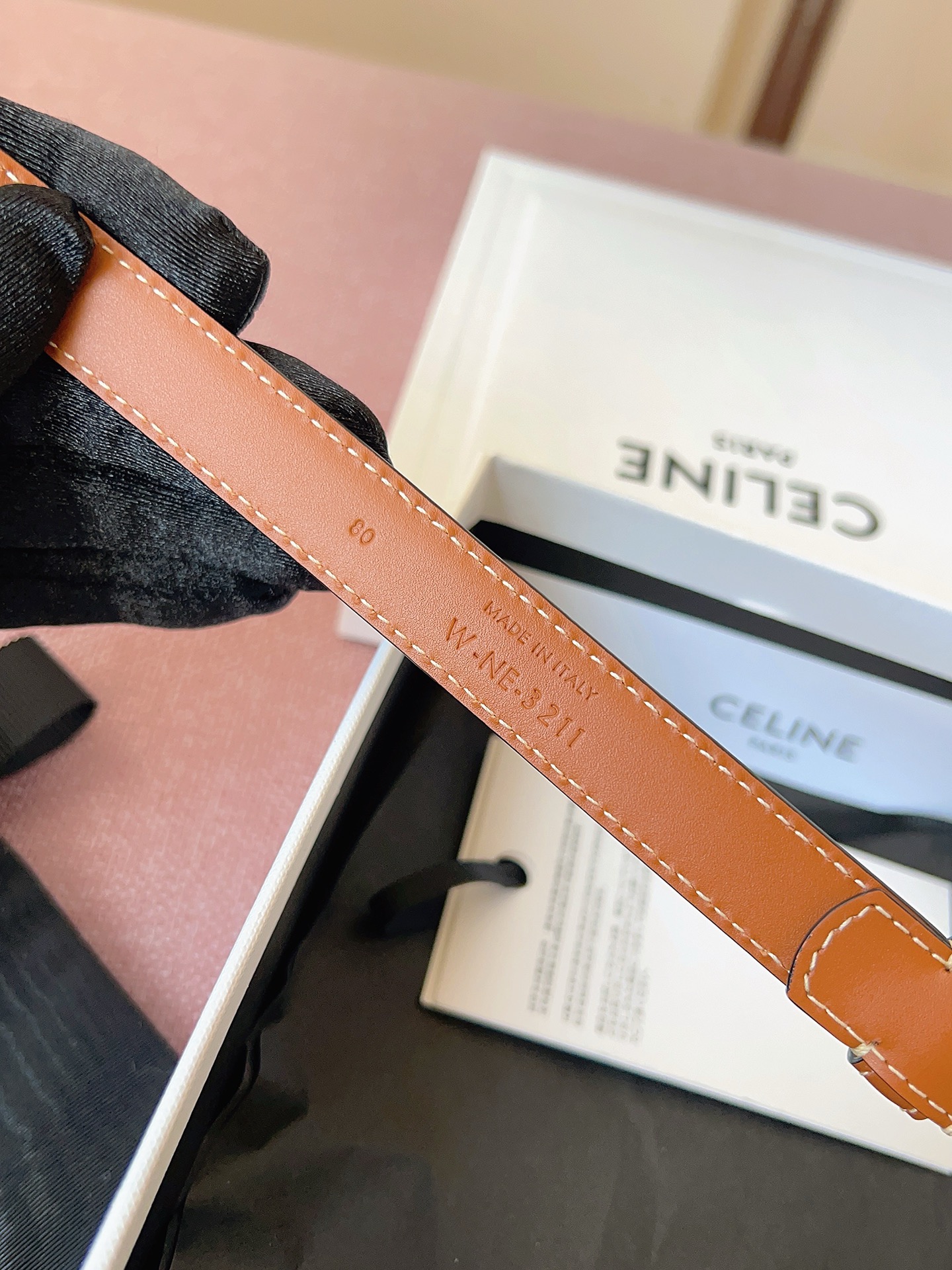 Celine 셀린느 블랙 메탈 버클 가죽 벨트 7