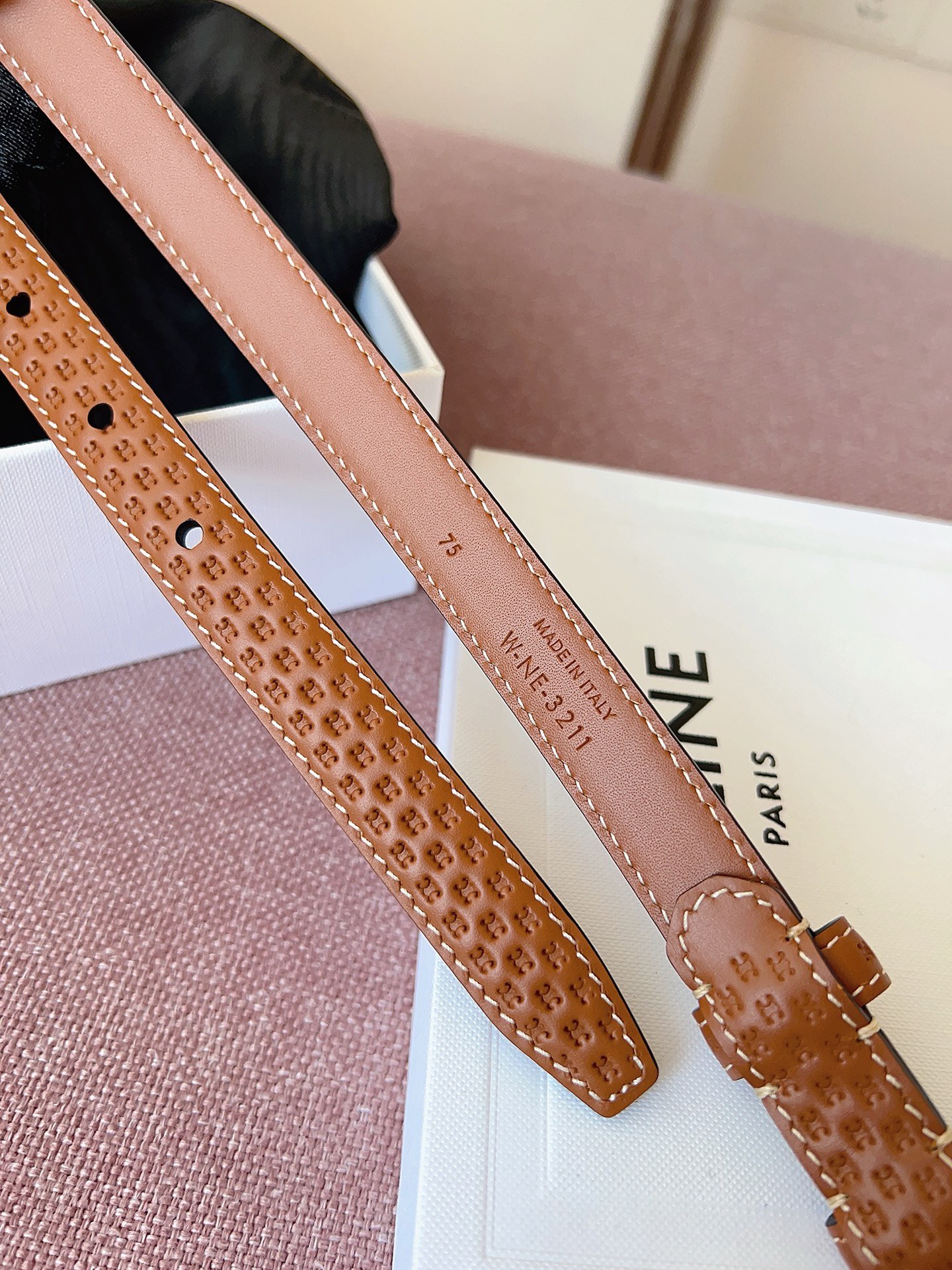 Celine 셀린느 블랙 메탈 버클 가죽 벨트 6