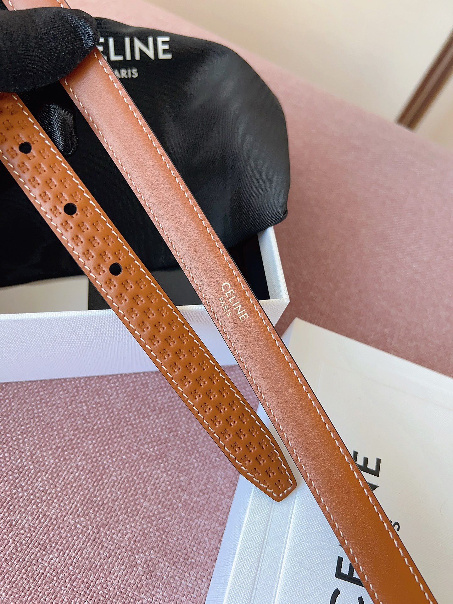 Celine 셀린느 블랙 메탈 버클 가죽 벨트 7