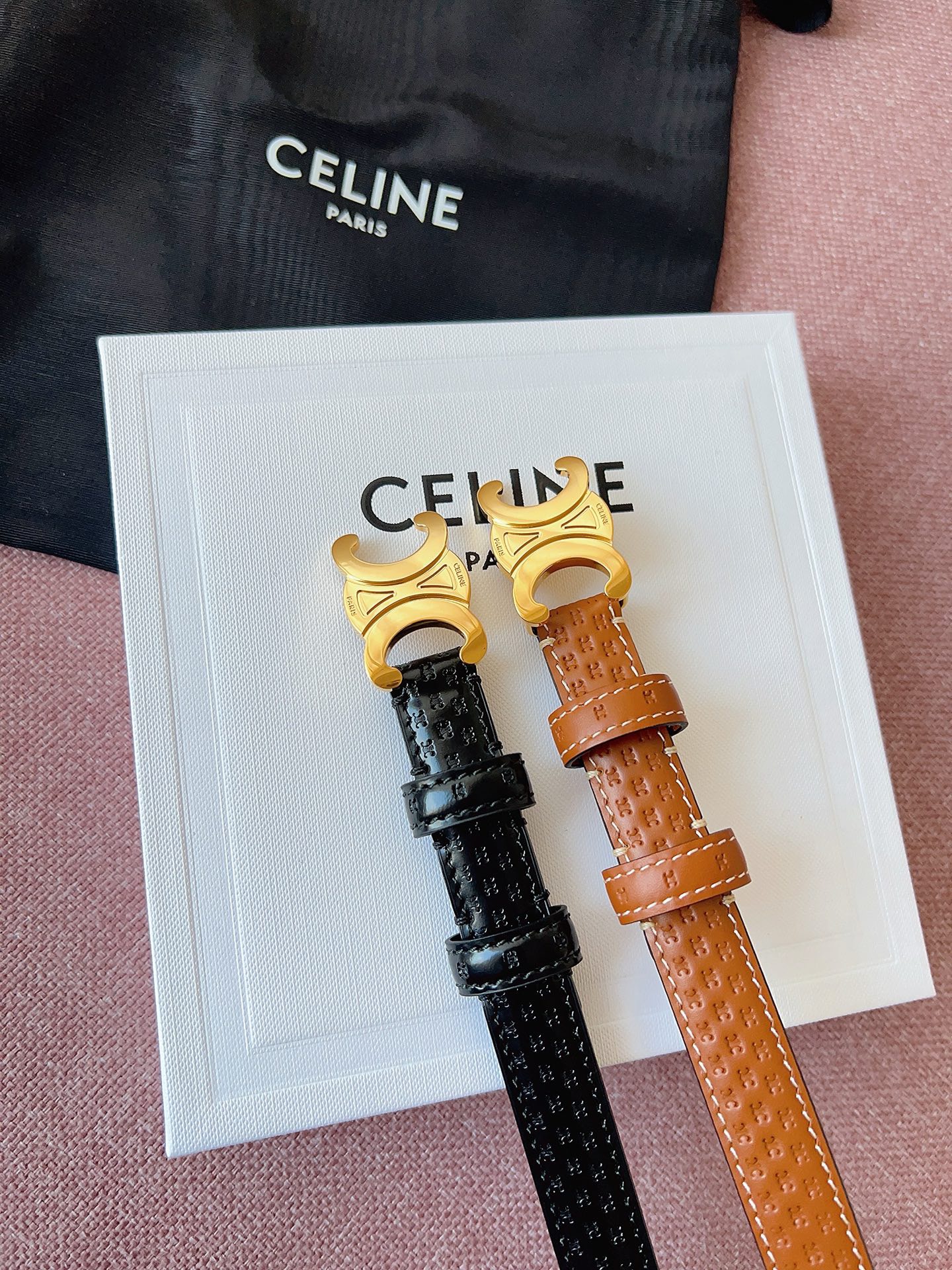 Celine 셀린느 블랙 메탈 버클 가죽 벨트 9