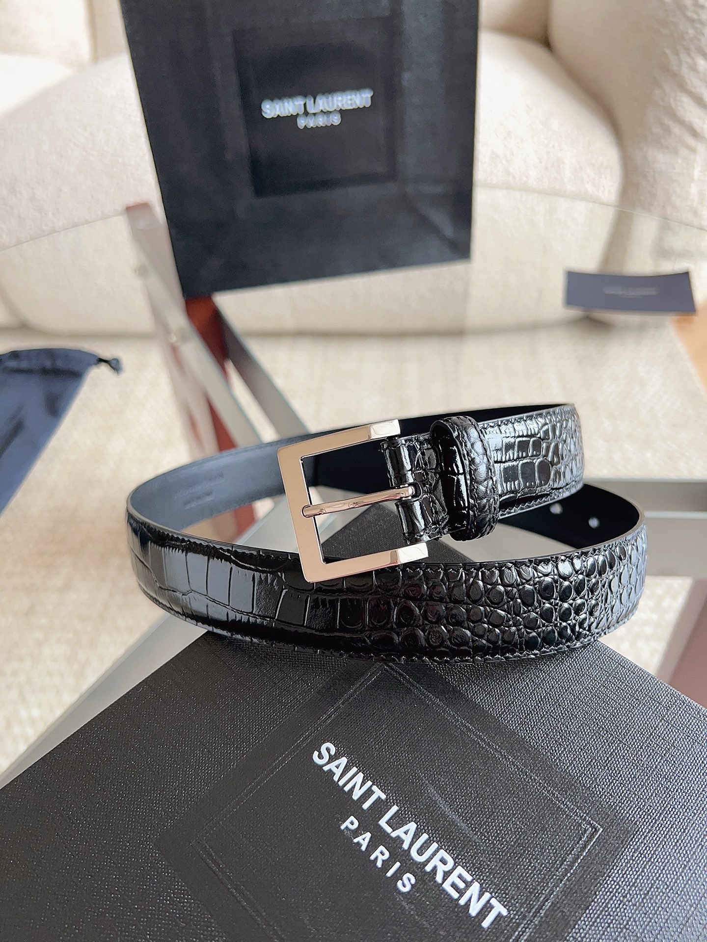 Saint Laurent 생로랑 여성 클래식 가죽 벨트 6