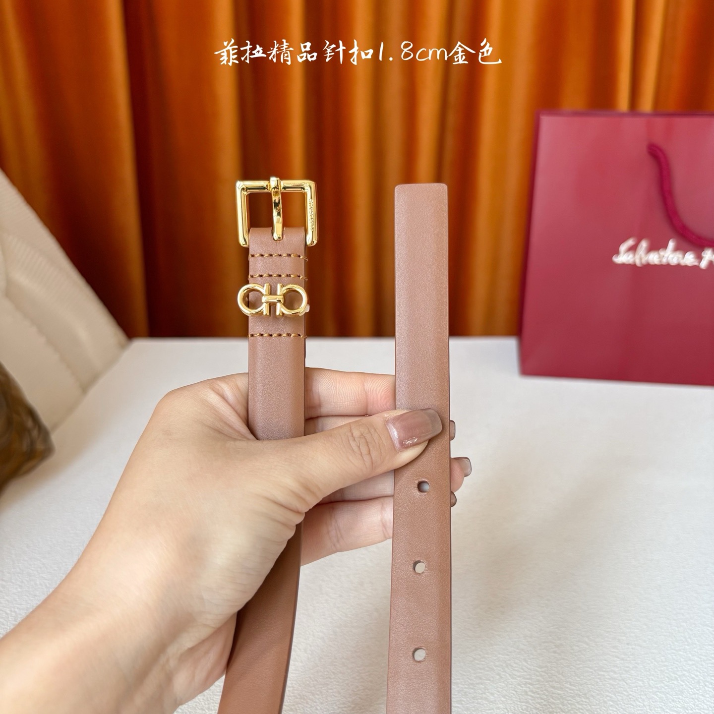 Salvatore Ferragamo 살바토레 페라가모 간치니 천연 소가죽 슬림 벨트 4