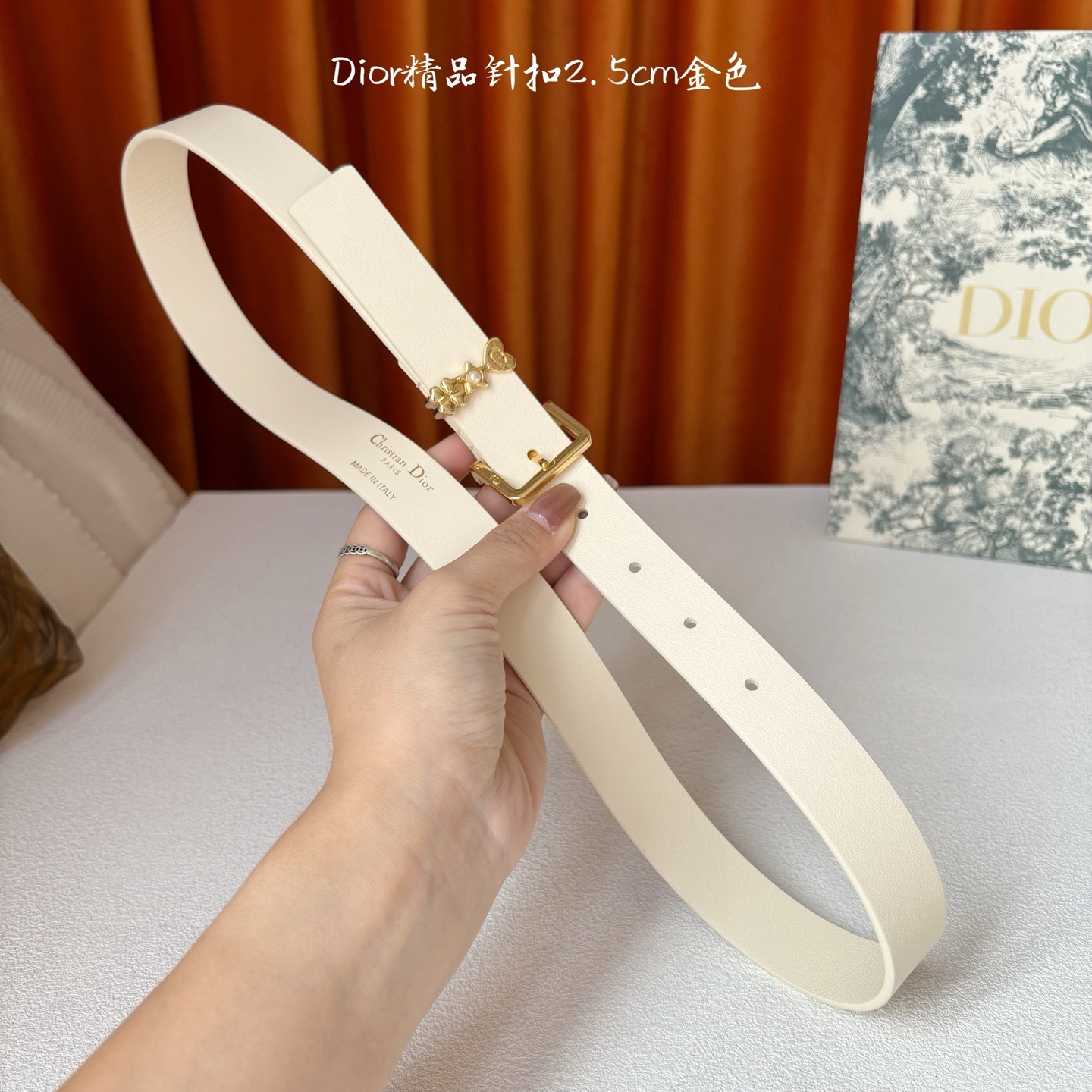 Dior 디올 러키 디올 루프 소가죽 벨트 6