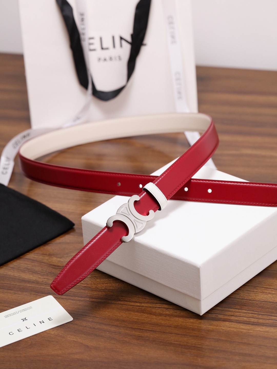 CELINE 셀린느 트리옴프 25mm 여성 소가죽 벨트 4