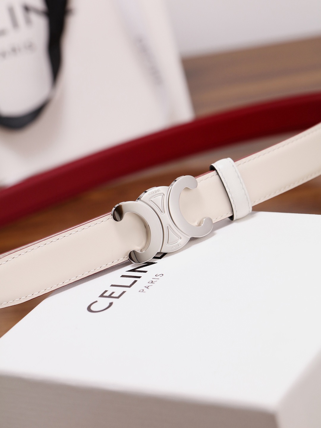 CELINE 셀린느 트리옴프 25mm 여성 소가죽 벨트 9