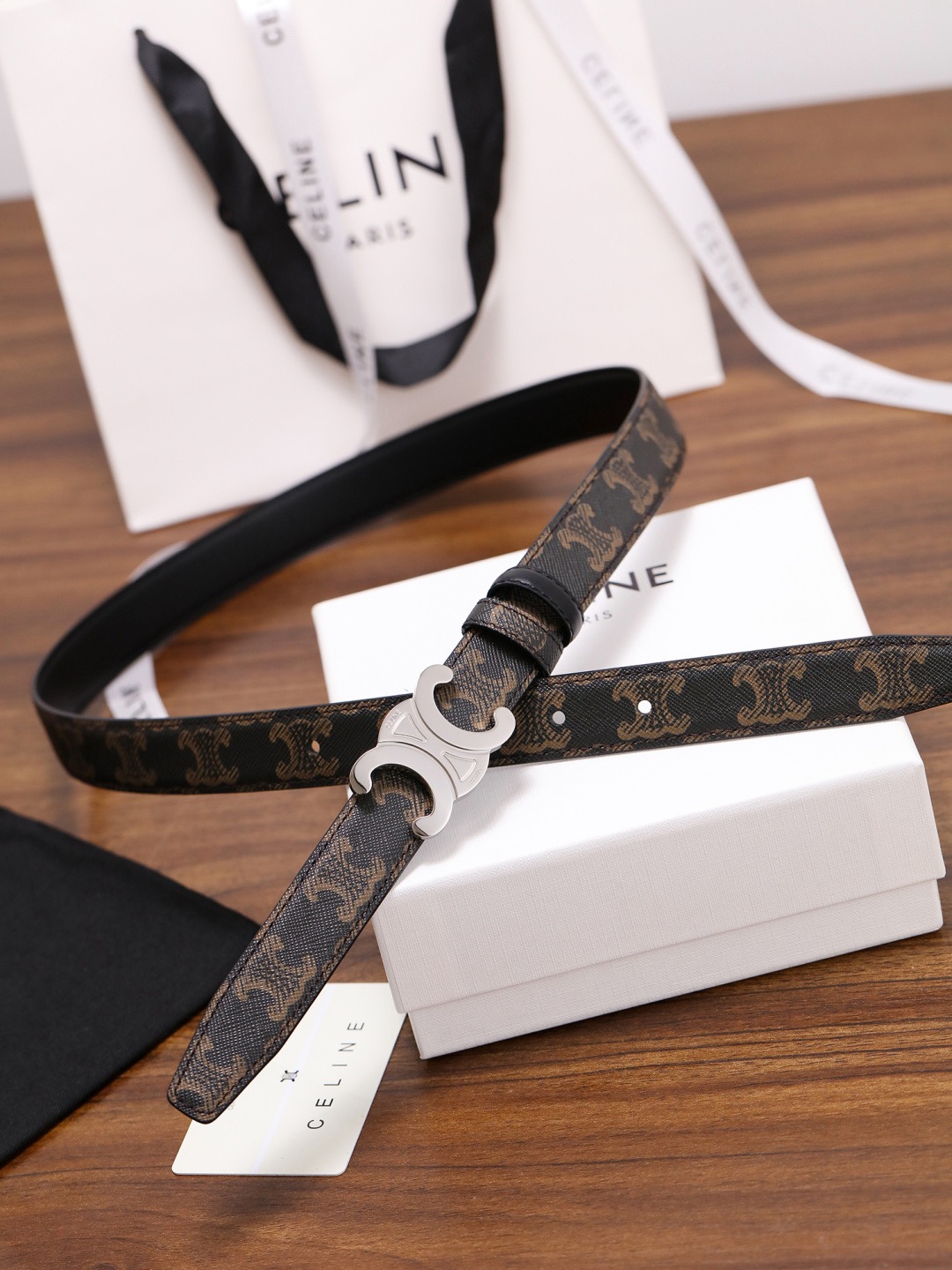 CELINE 셀린느 트리옴프 25mm 여성 소가죽 벨트 5