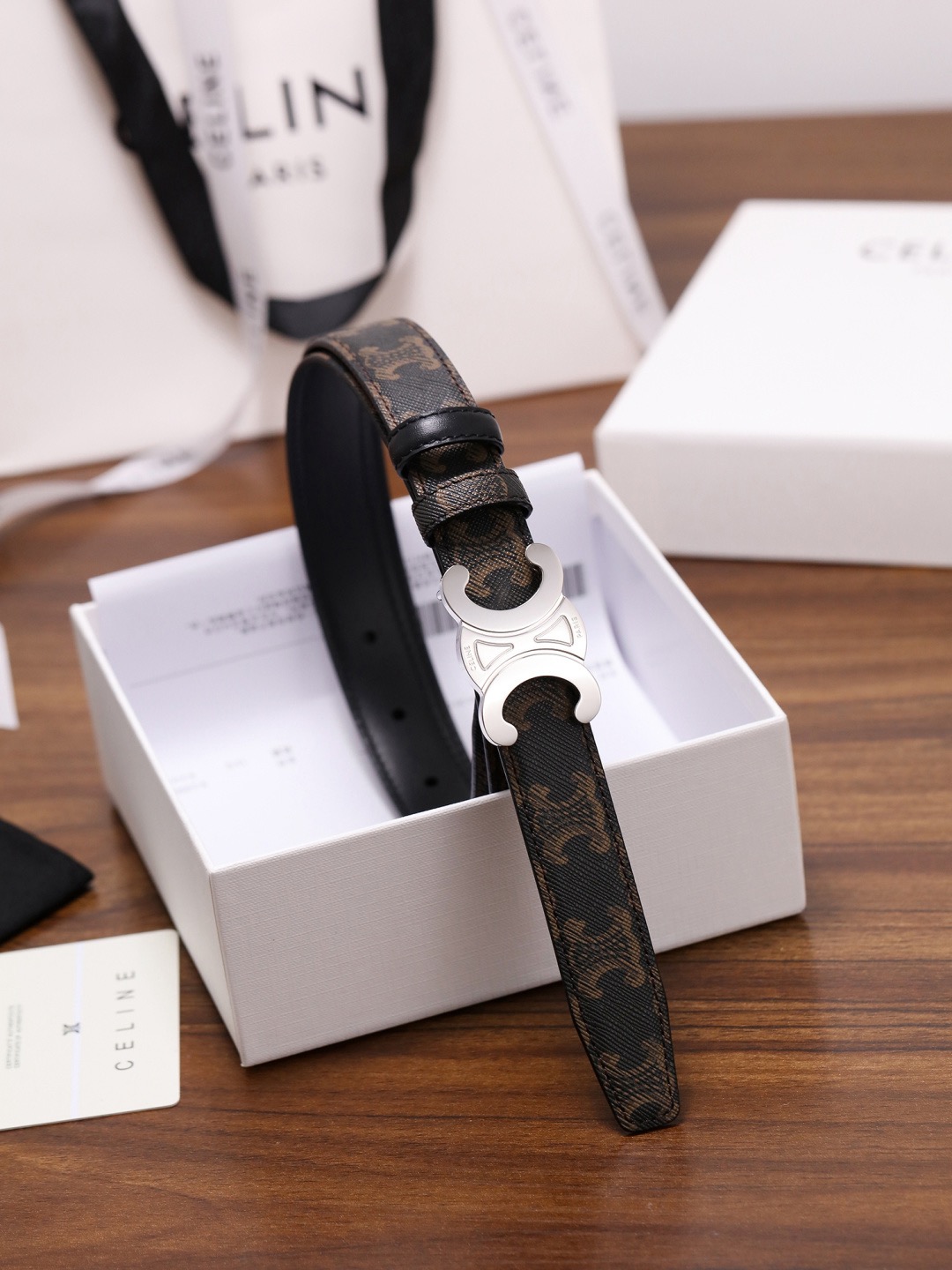 CELINE 셀린느 트리옴프 25mm 여성 소가죽 벨트 8