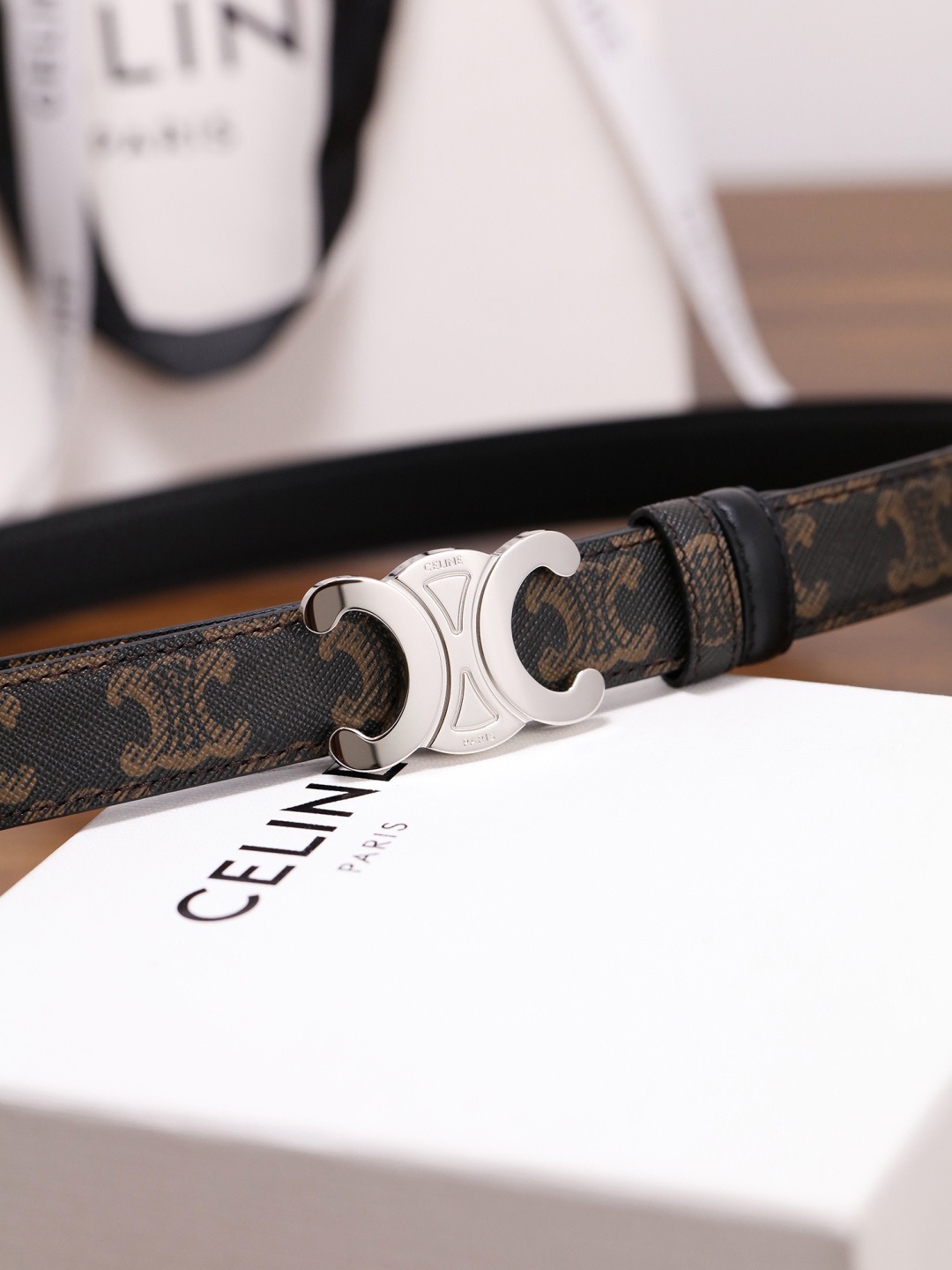 CELINE 셀린느 트리옴프 25mm 여성 소가죽 벨트 11