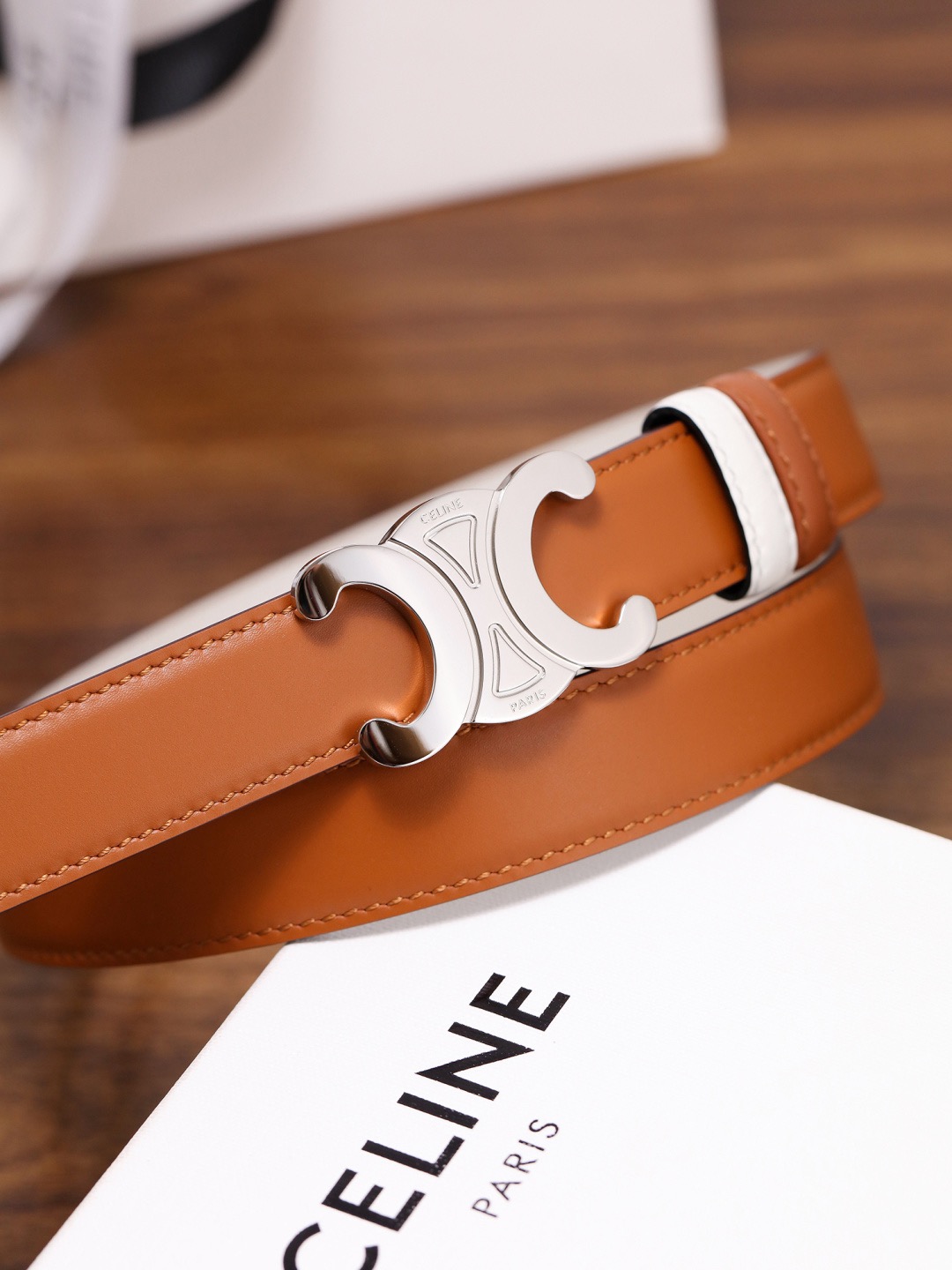 CELINE 셀린느 트리옴프 25mm 여성 소가죽 벨트 3
