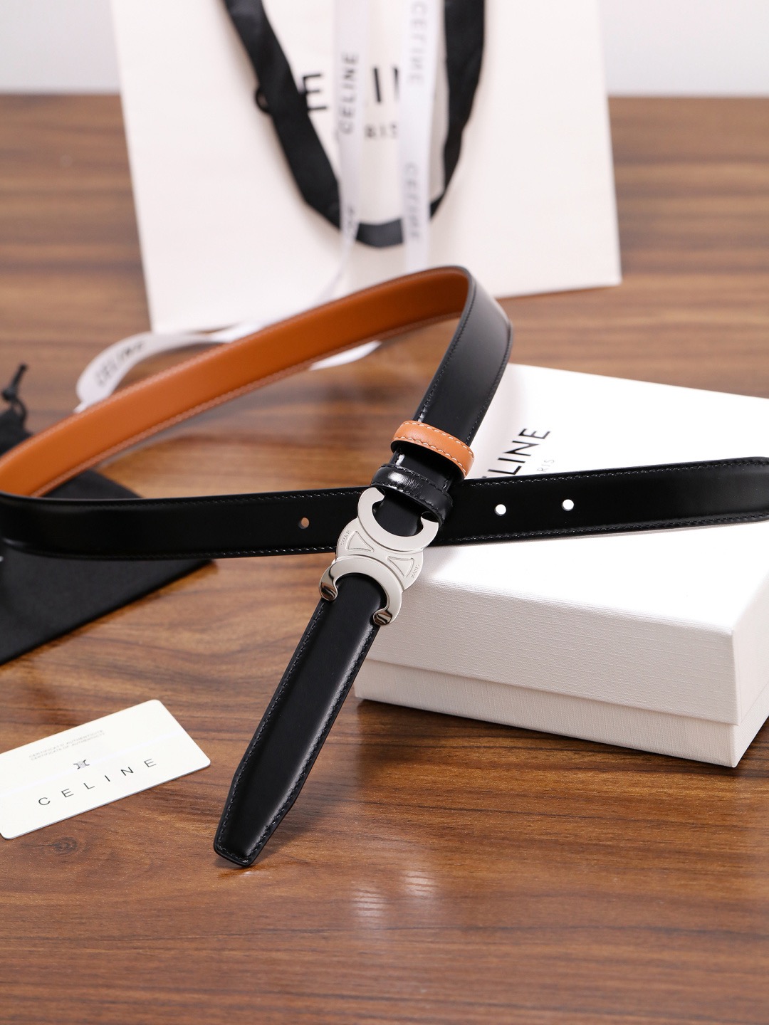 CELINE 셀린느 트리옴프 25mm 여성 소가죽 벨트 3